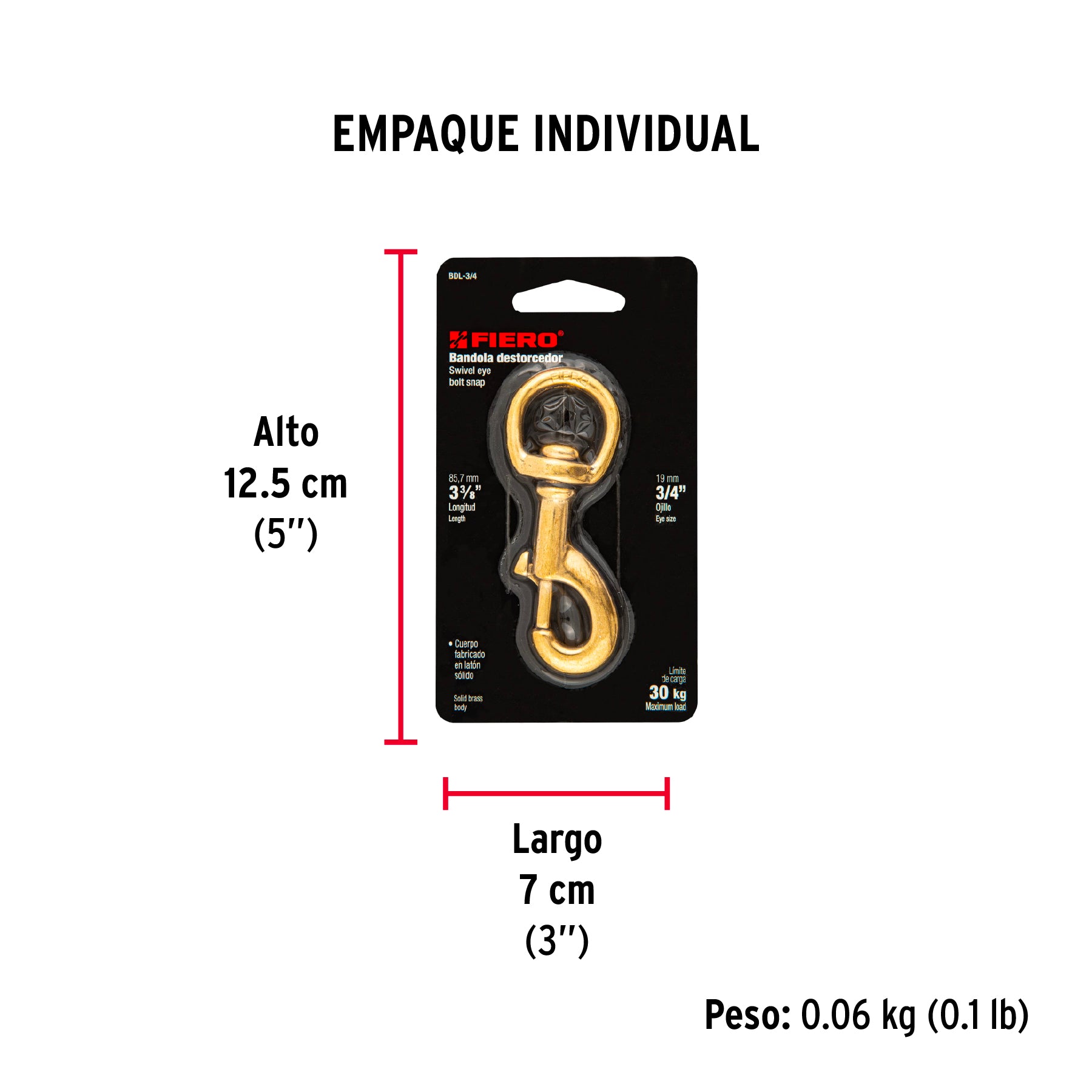 Bandola destorcedora de latón 3/4", FIERO - Empaque