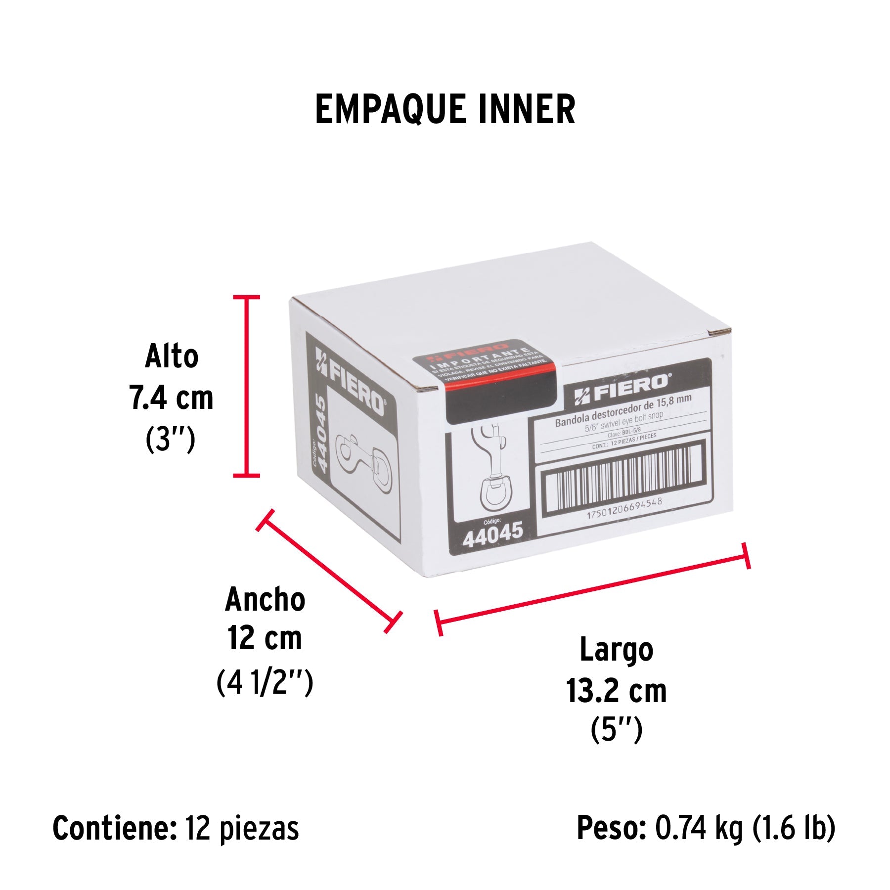 Bandola destorcedora de latón 5/8", FIERO - Empaque