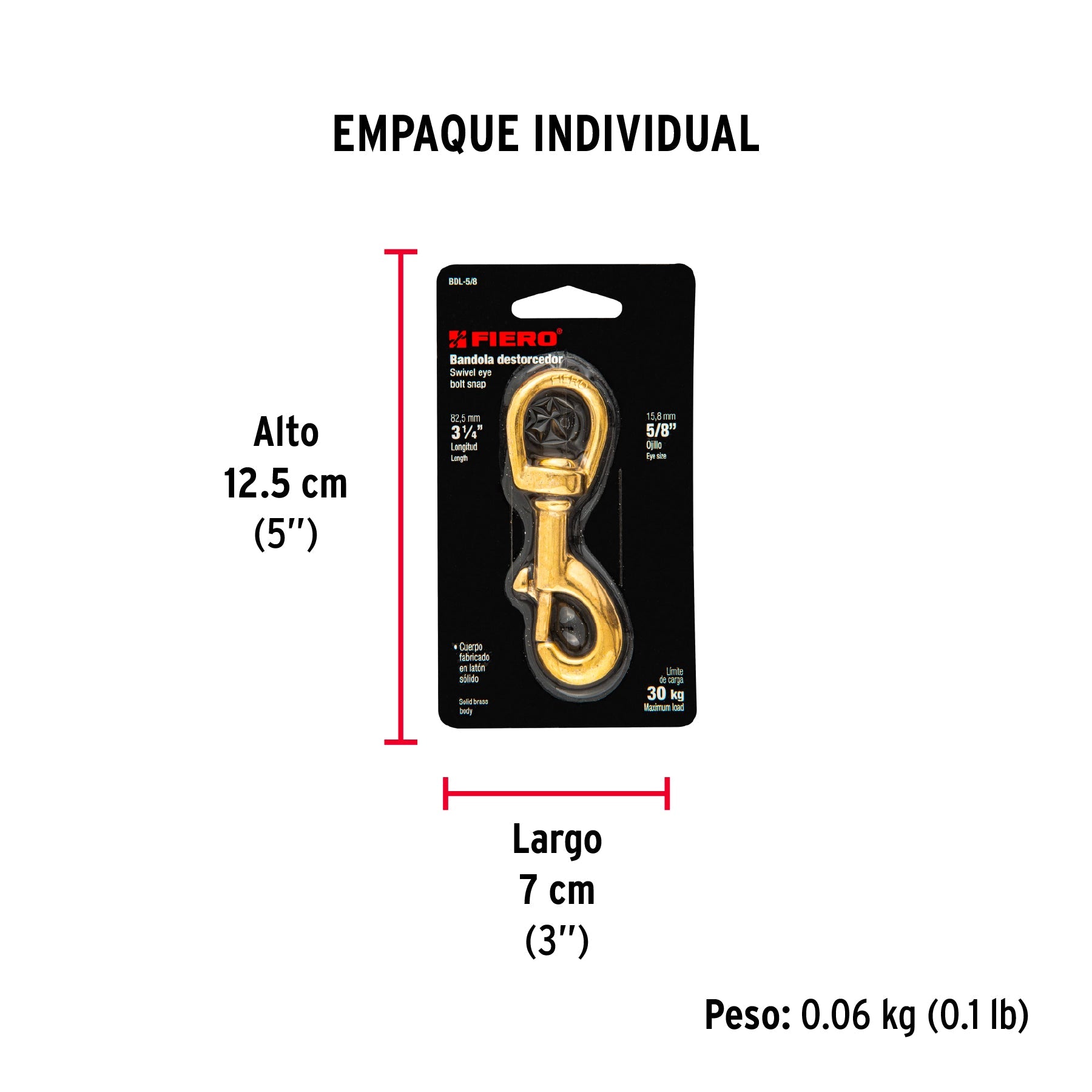Bandola destorcedora de latón 5/8", FIERO - Empaque