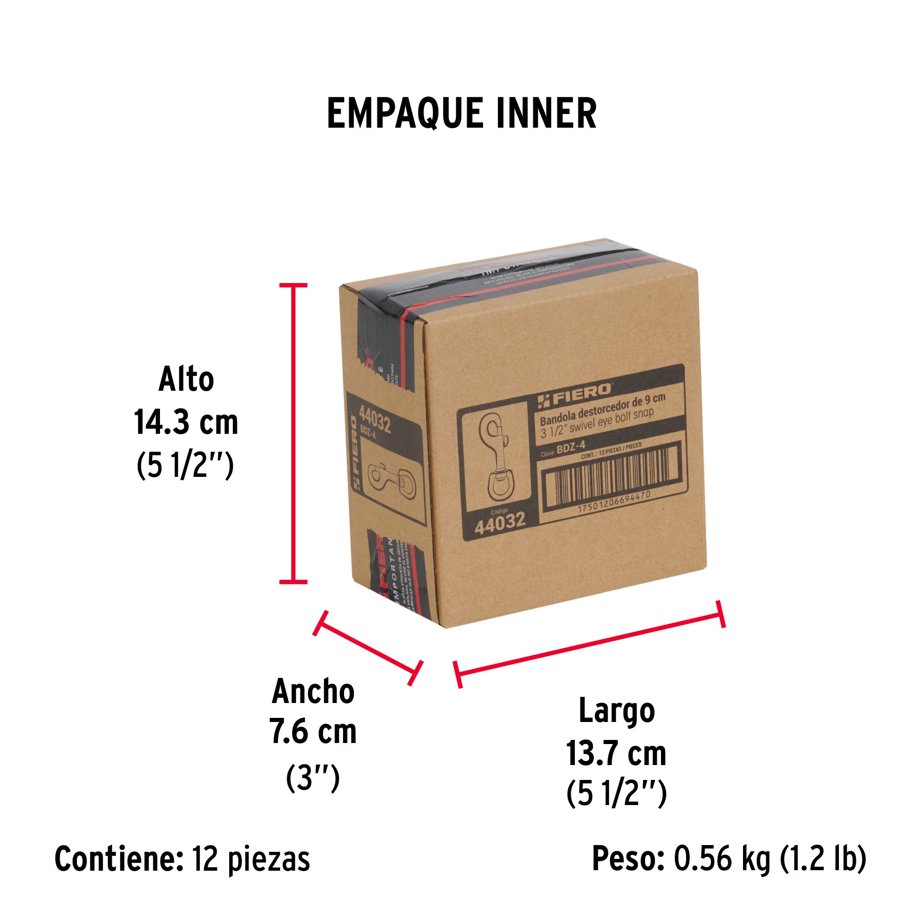 Bandola de zinc de 7/8" giratoria, FIERO - Empaque