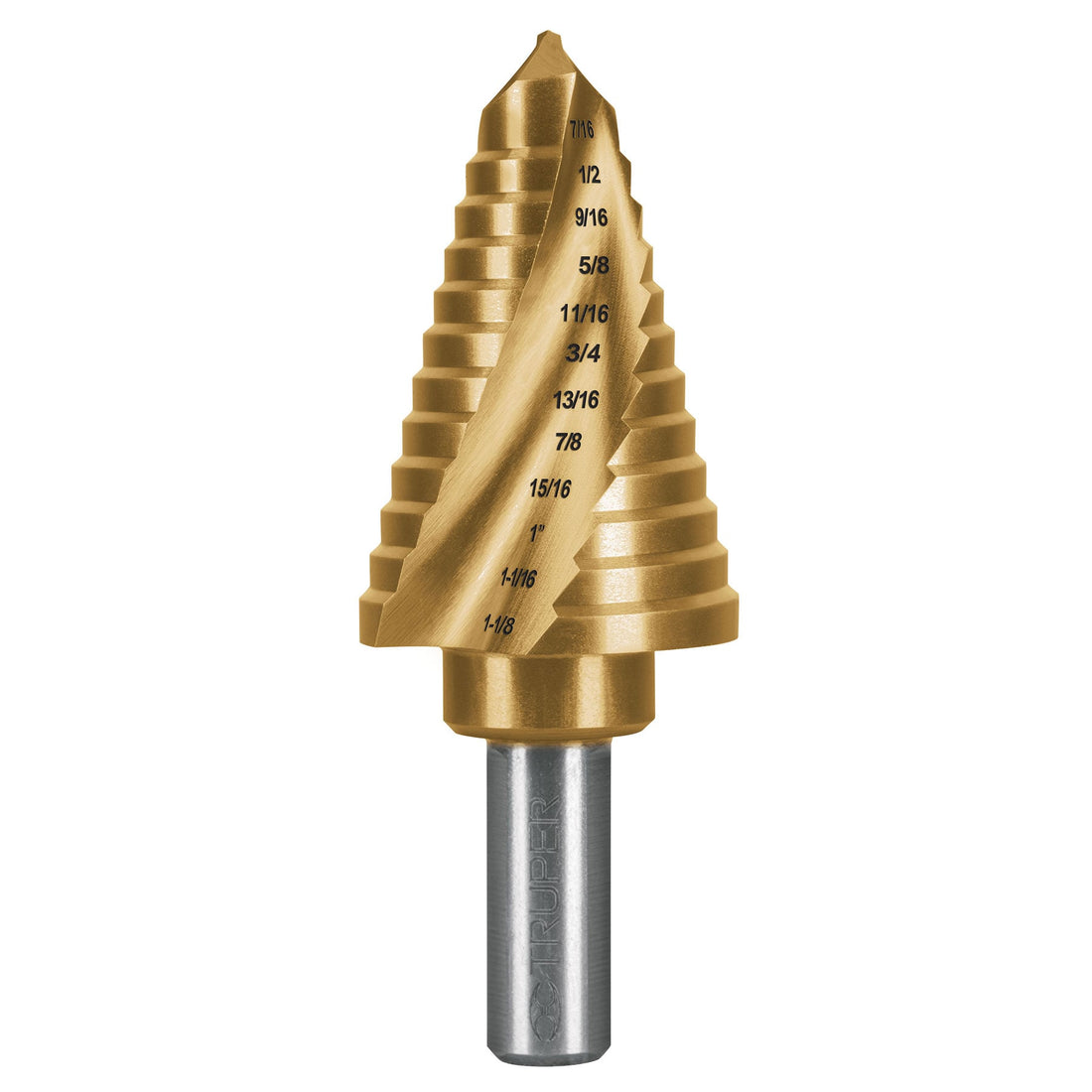 Broca escalonada titanio 12 escalones 7/16" a 1-1/8", EXPERT