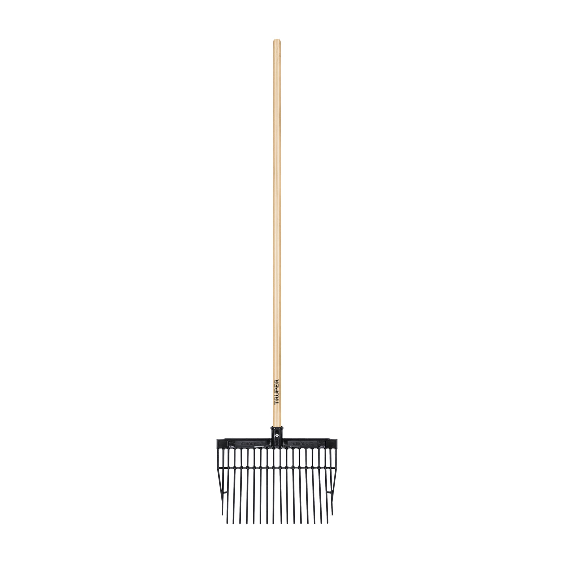 Bieldo para estiércol, 16 dientes, mango 54",cabeza plástica