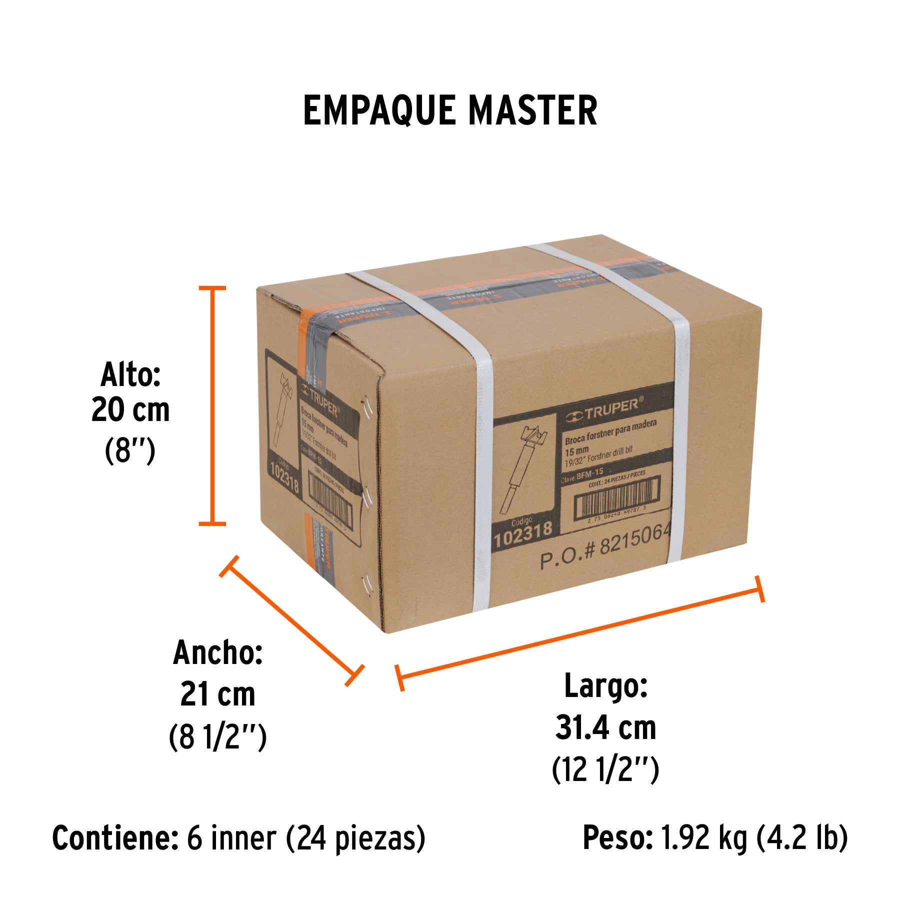 Broca forstner 15 mm para madera, TRUPER - Empaque