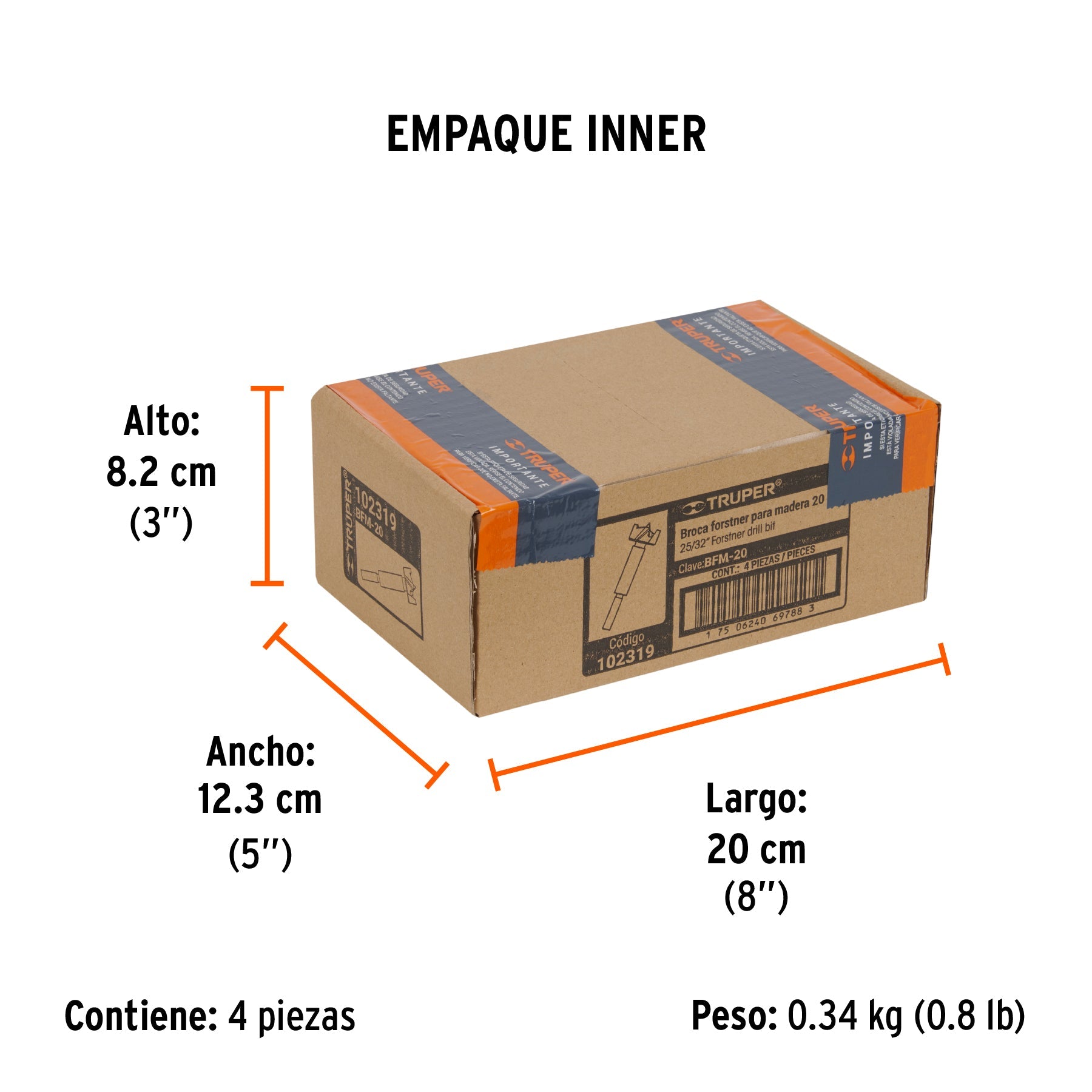 Broca forstner 20 mm para madera, TRUPER - Empaque