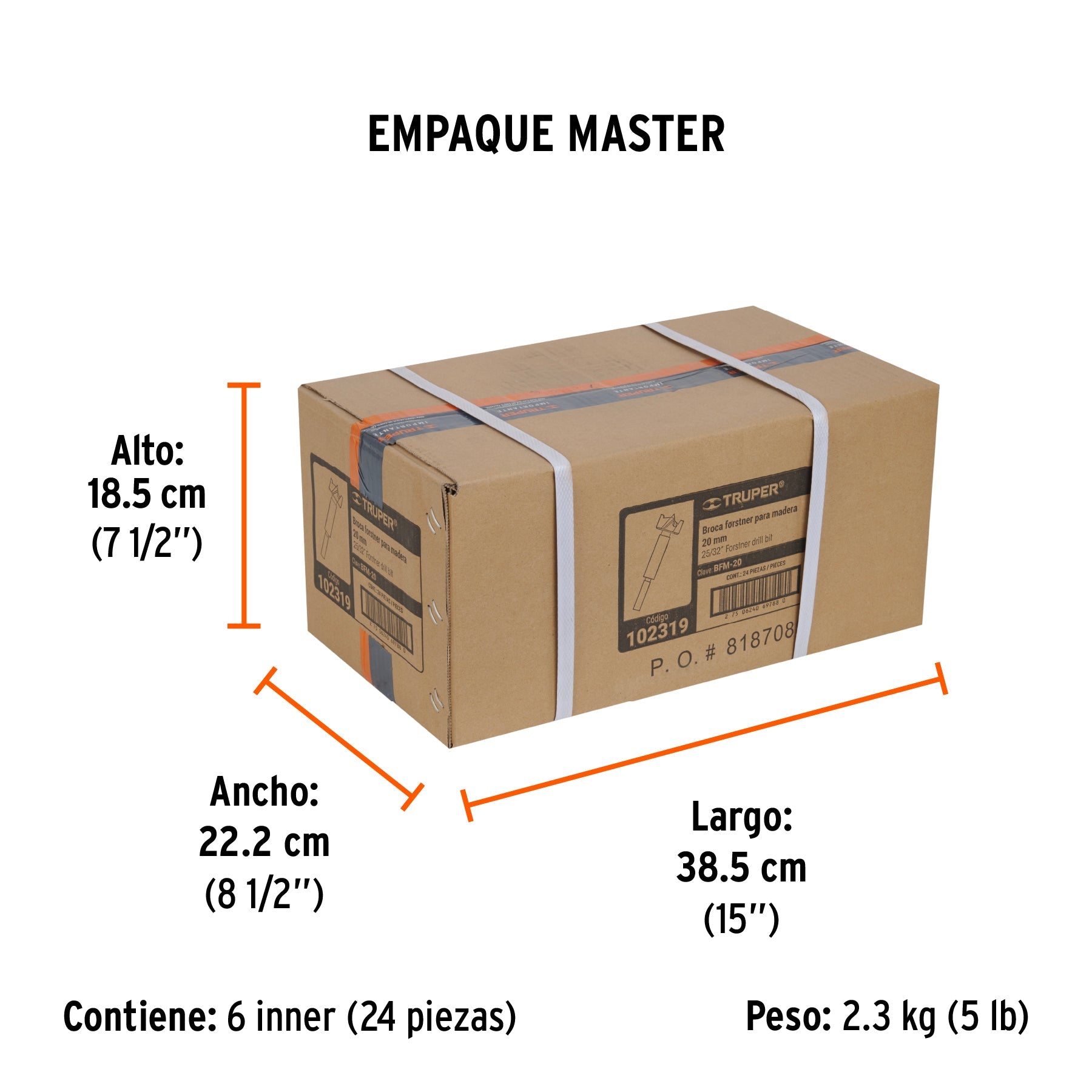 Broca forstner 20 mm para madera, TRUPER - Empaque