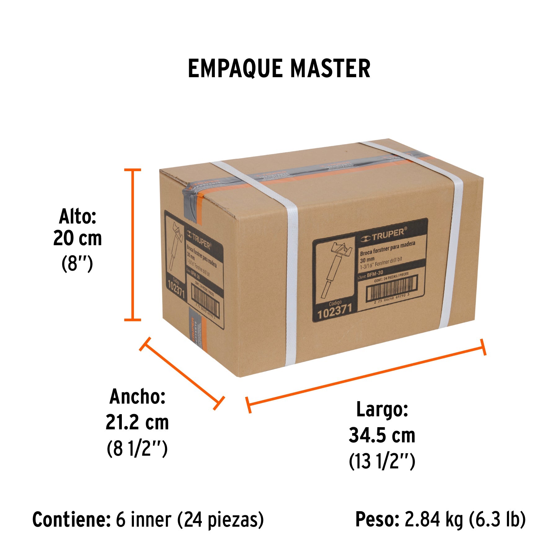 Broca forstner 30 mm para madera, TRUPER - Empaque