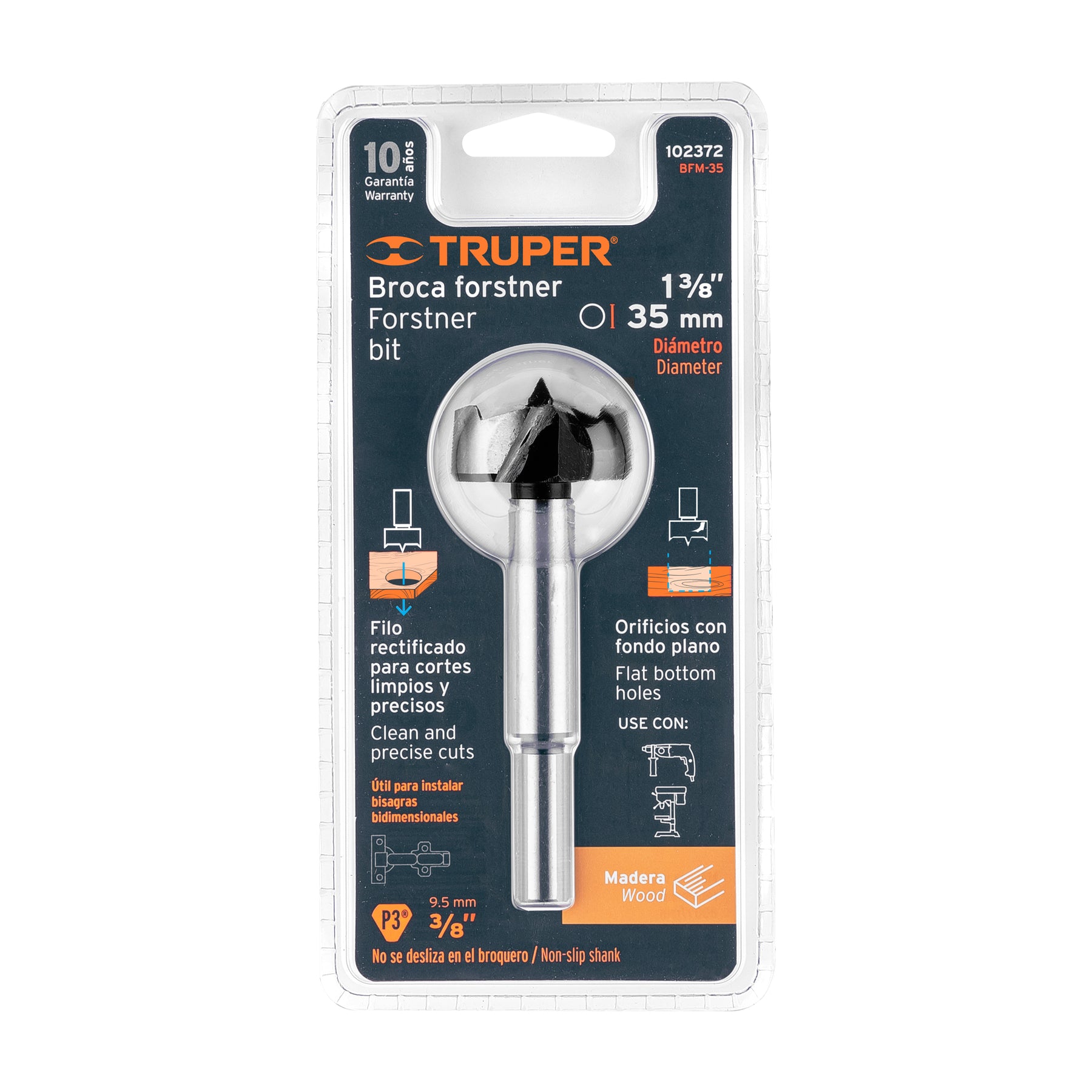 Broca forstner 35 mm para madera, TRUPER