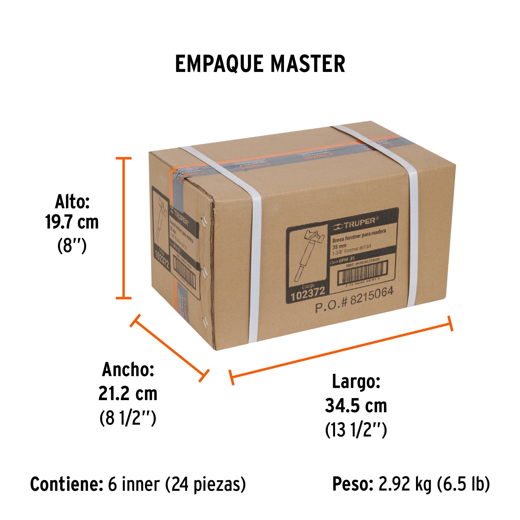 Broca forstner 35 mm para madera, TRUPER - Empaque