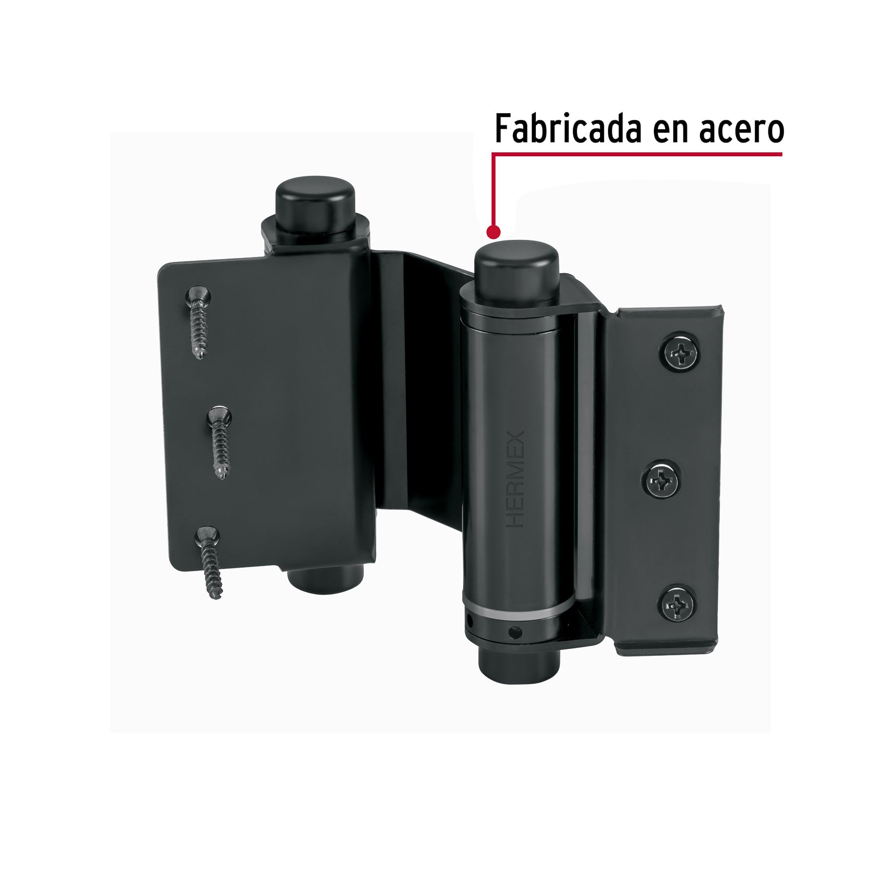 Bisagra de doble acción 3" acero negro, HERMEX
