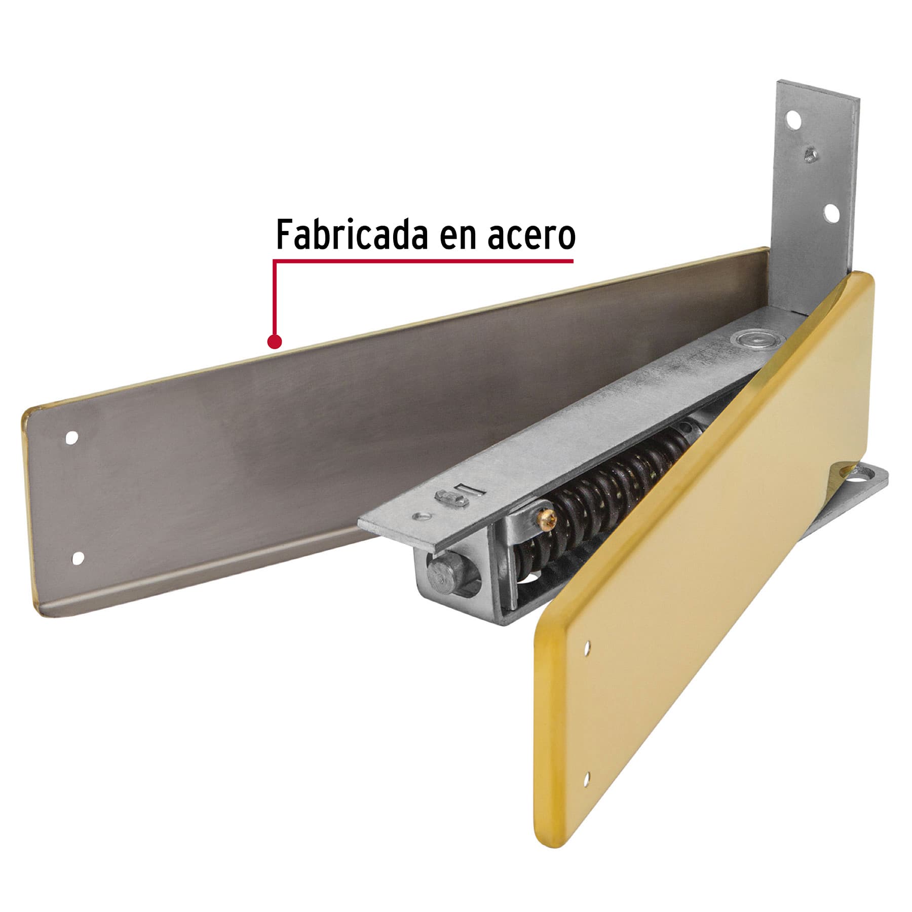 Bisagra de piso doble acción, acero latonado, HERMEX