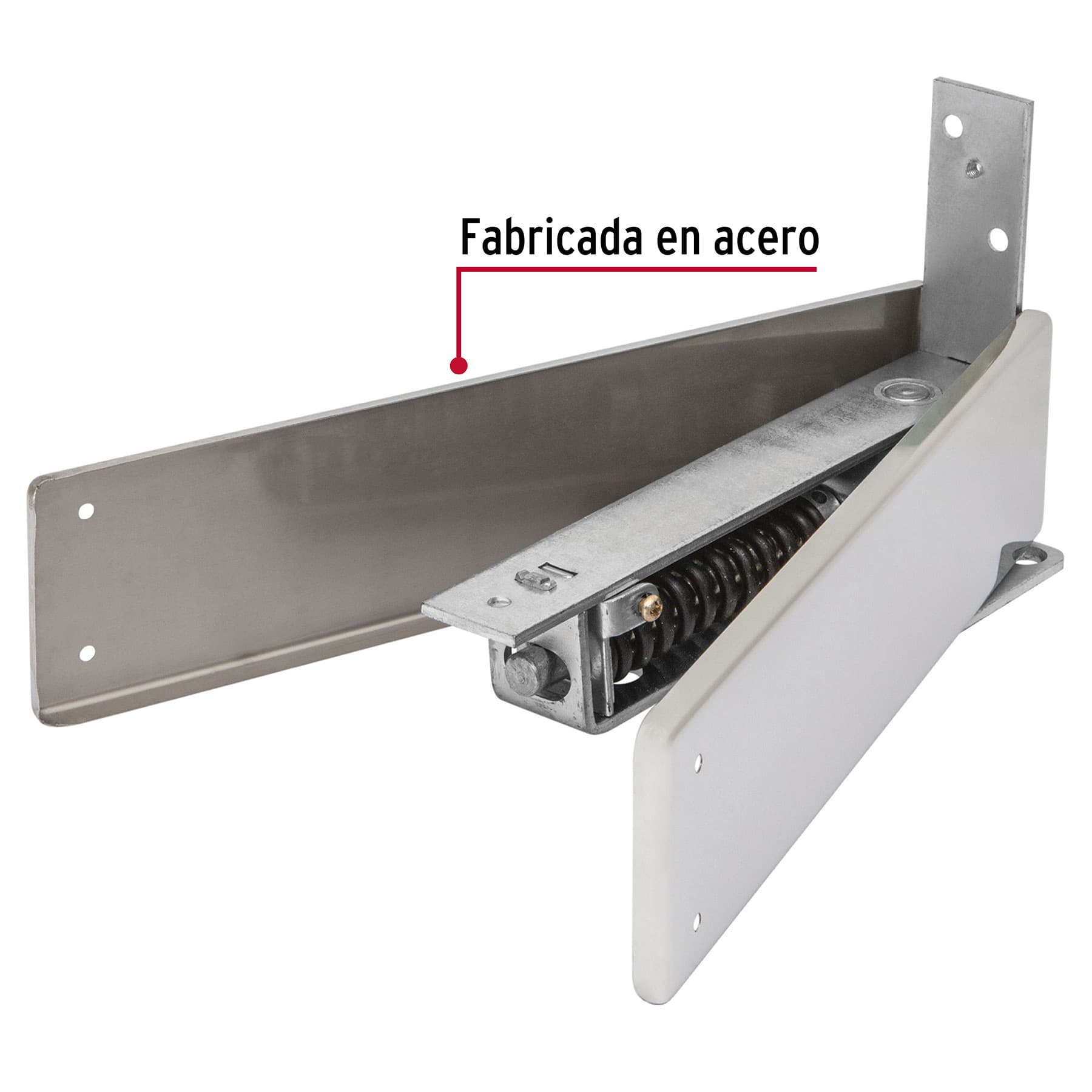 Bisagra de piso doble acción, acero cromado, HERMEX