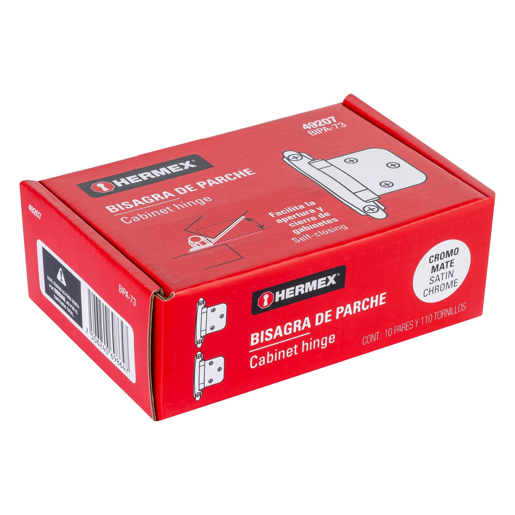 Bolsa con 2 bisagras parche de 7cm, niquelado, HERMEX