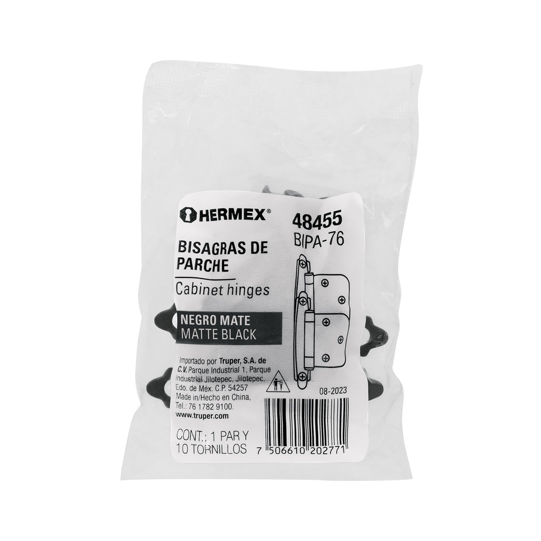 Bolsa con 2 bisagras parche de 7cm, negro, HERMEX