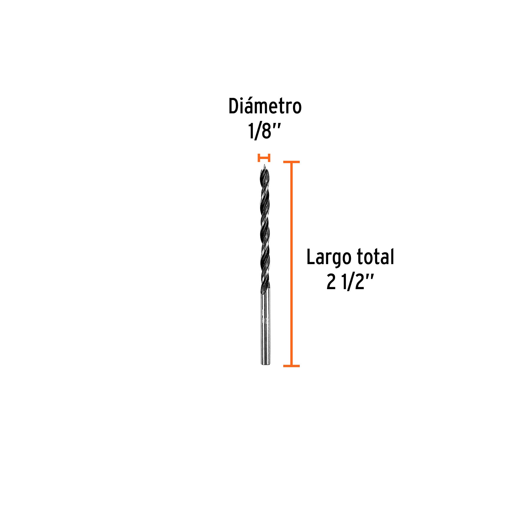 Broca con punta centradora para madera 1/8", TRUPER