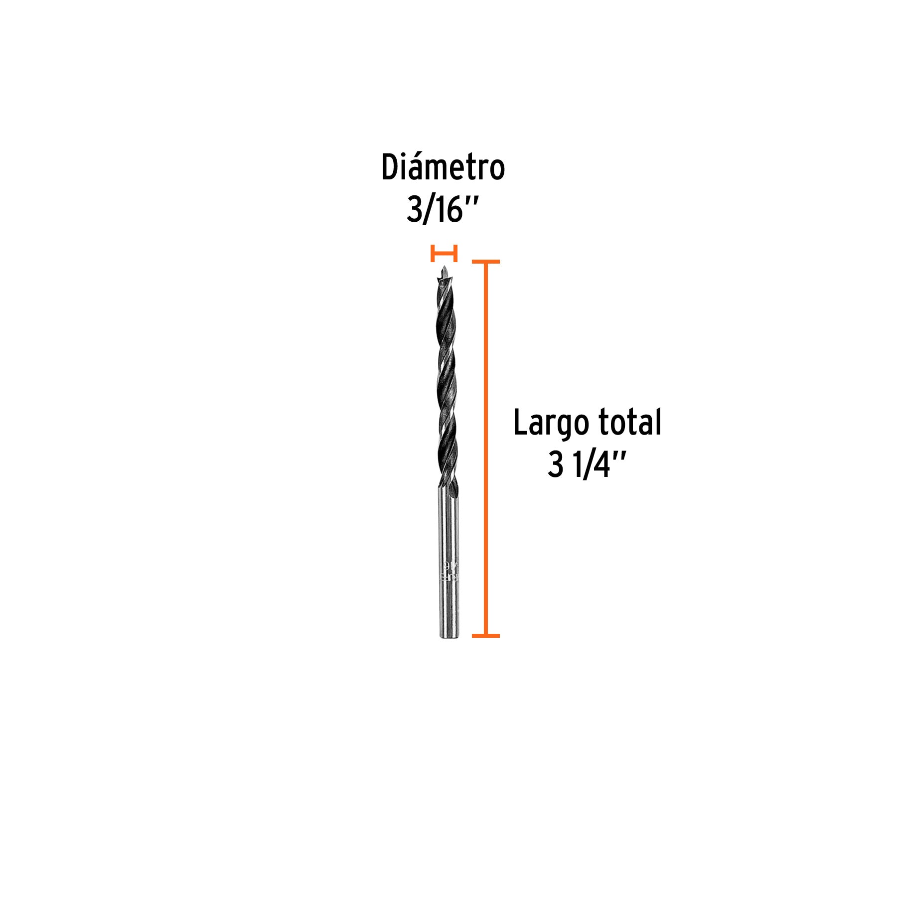 Broca con punta centradora para madera 3/16", TRUPER