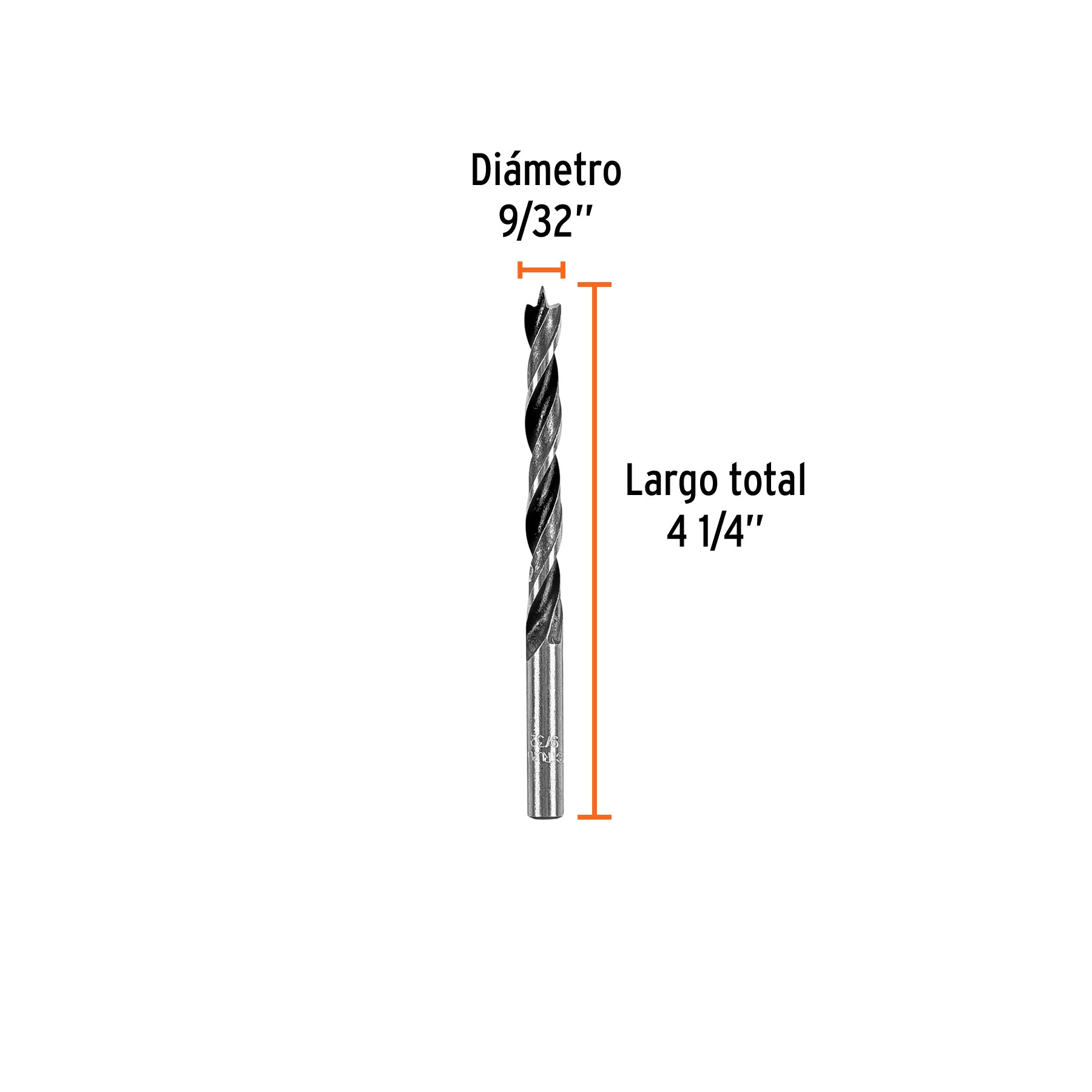 Broca con punta centradora para madera 9/32", TRUPER