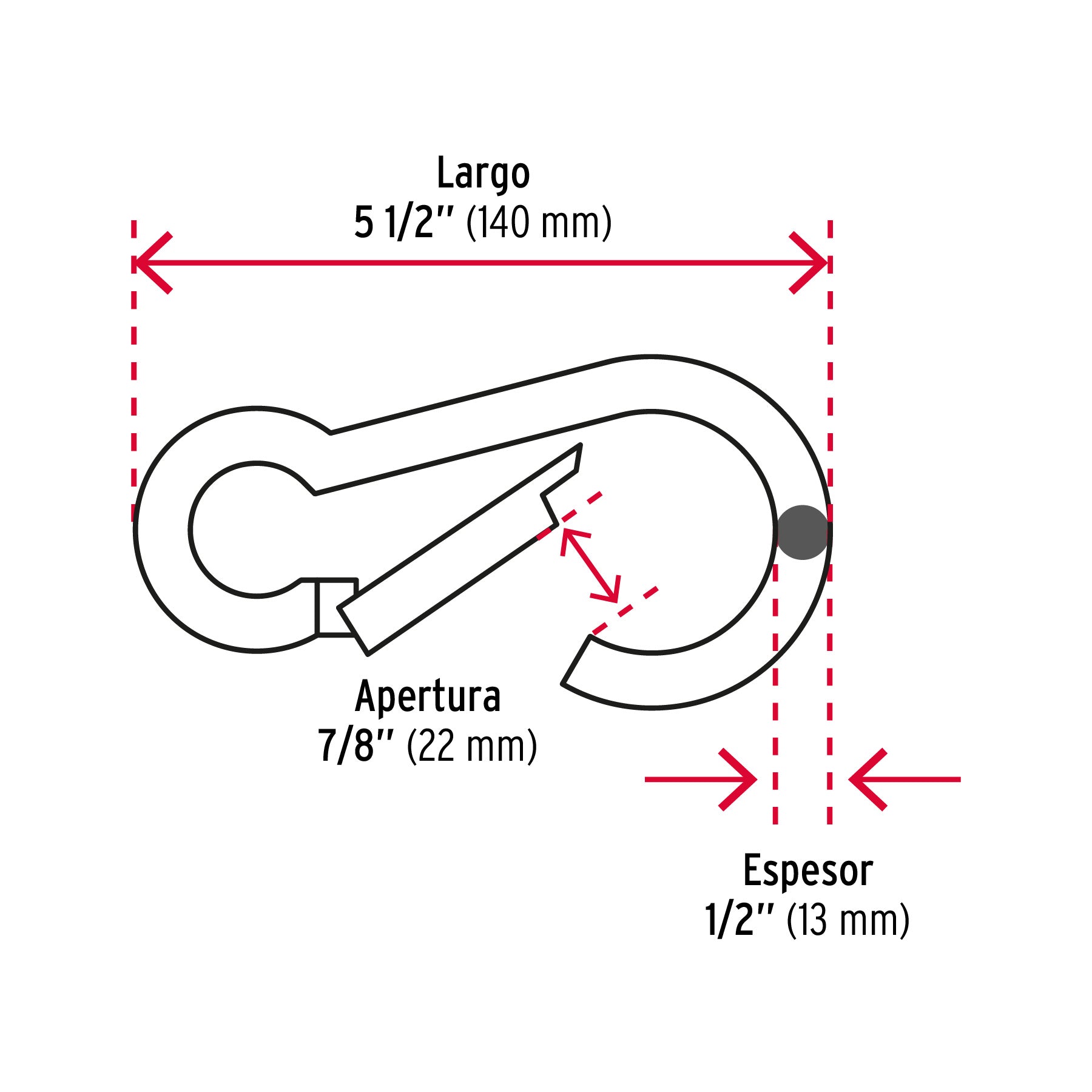 Bandola mosquetón de acero 1/2", FIERO