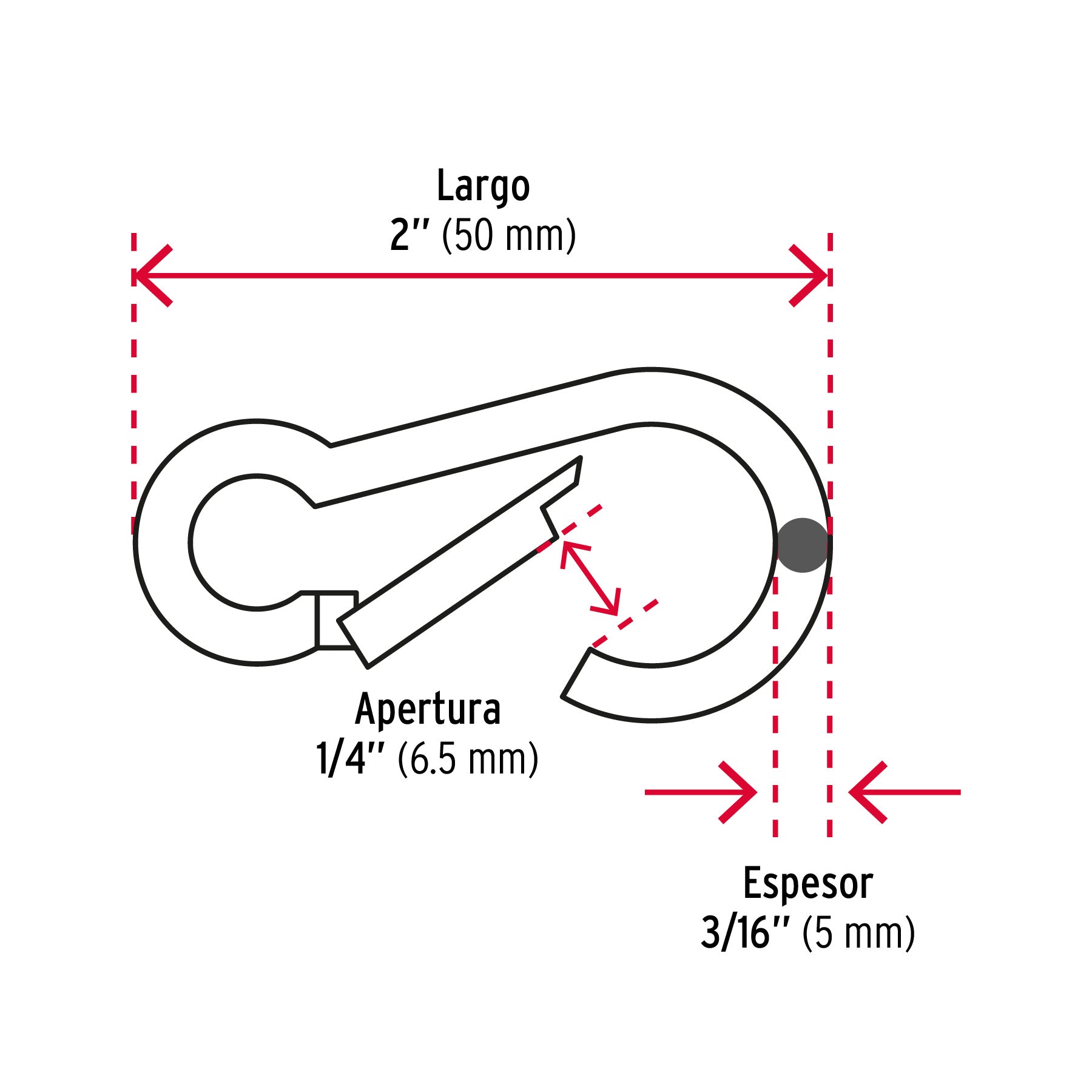 Bandola mosquetón de acero 3/16", FIERO