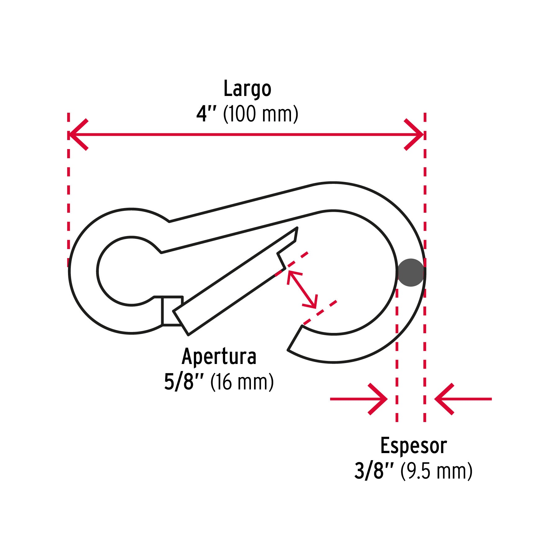 Bandola mosquetón de acero 3/8", FIERO