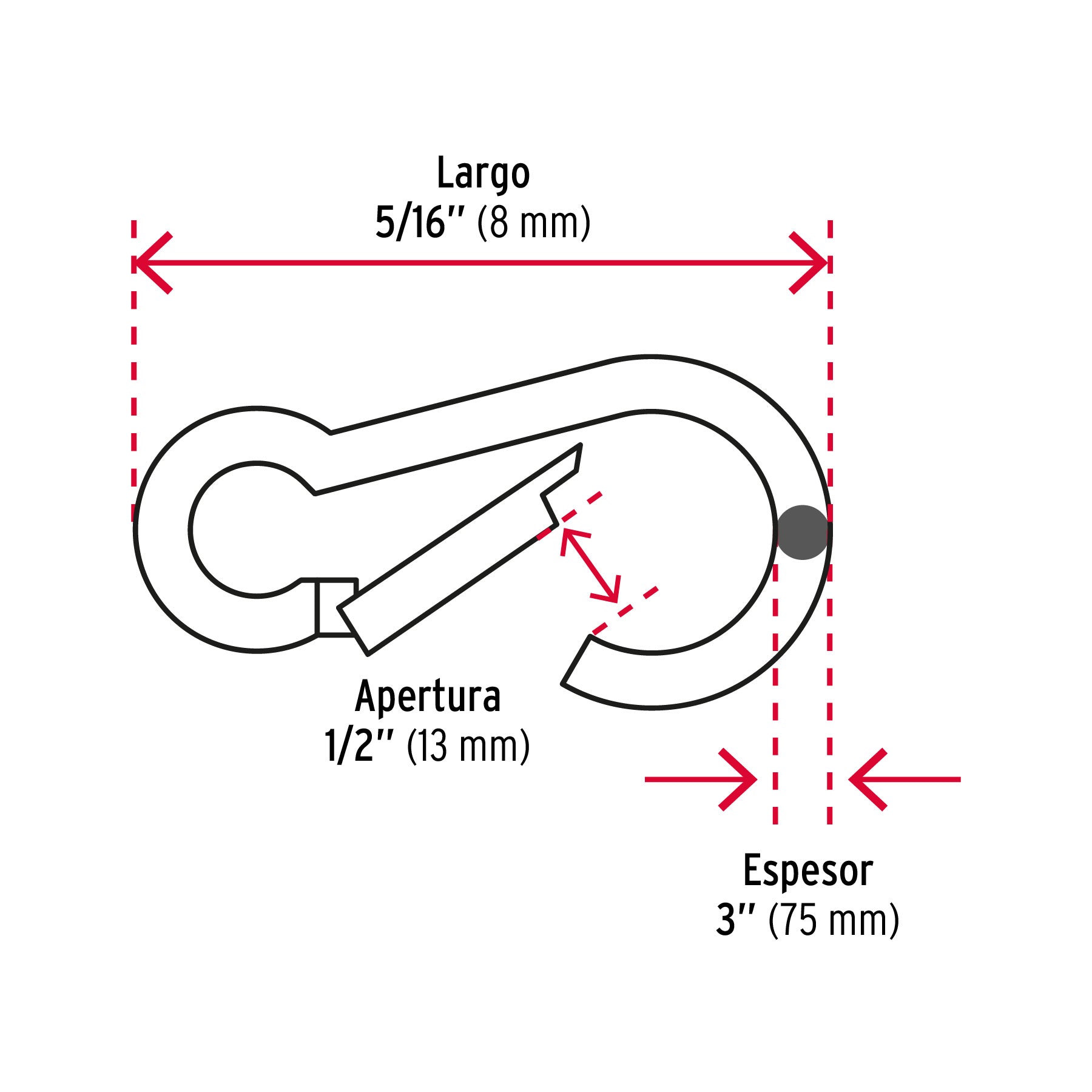 Bandola mosquetón de acero 5/16", FIERO