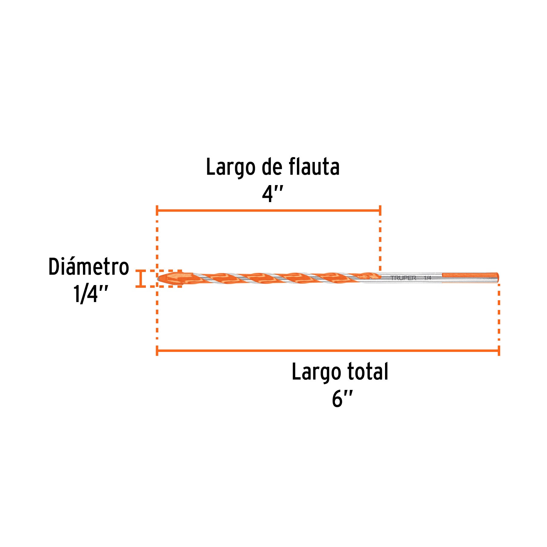 Broca multimaterial 1/4 x 6", TRUPER