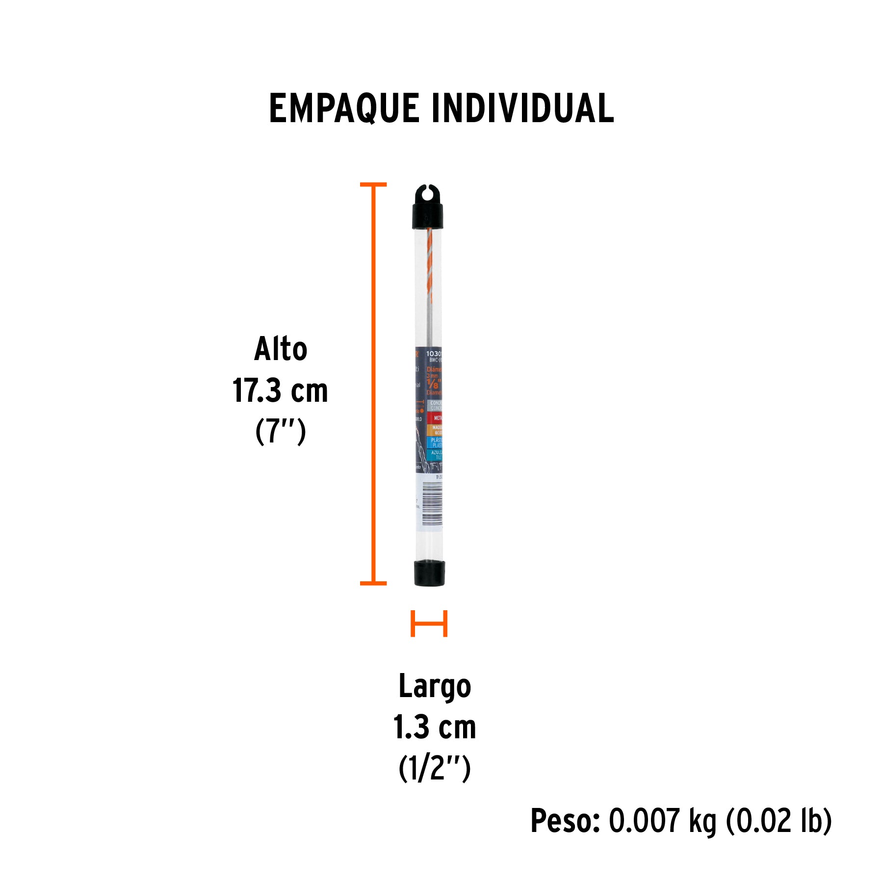 Broca multimaterial 1/8 x 3", TRUPER - Empaque