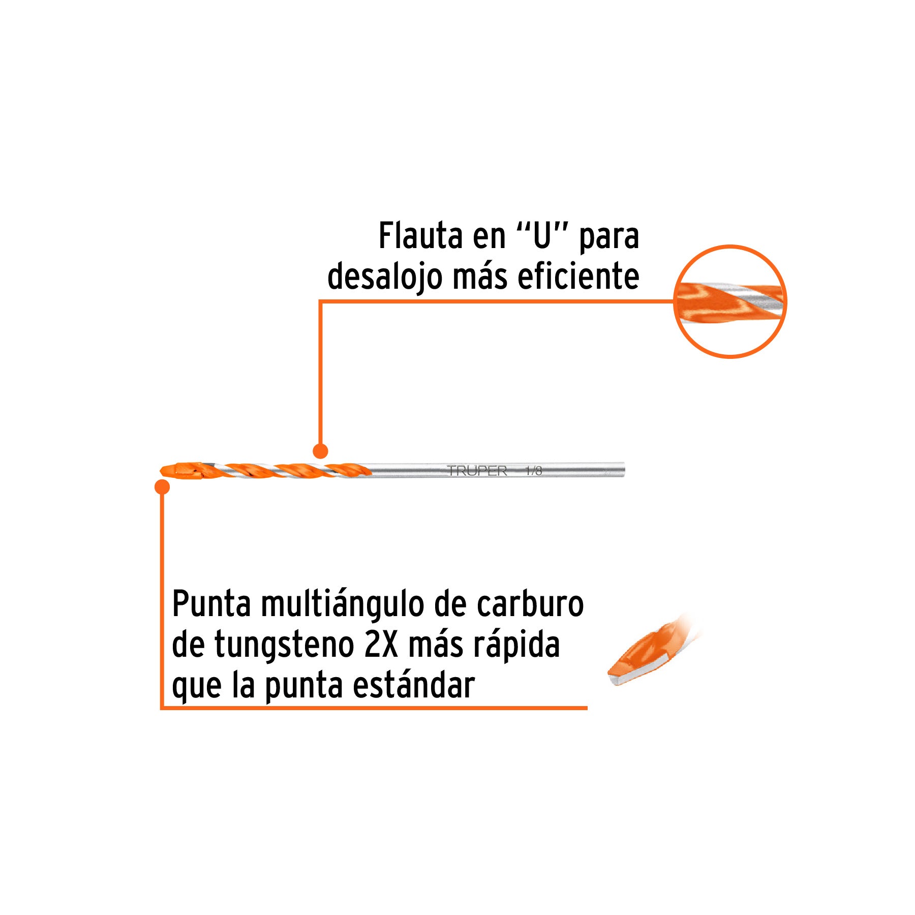 Broca multimaterial 1/8 x 3", TRUPER
