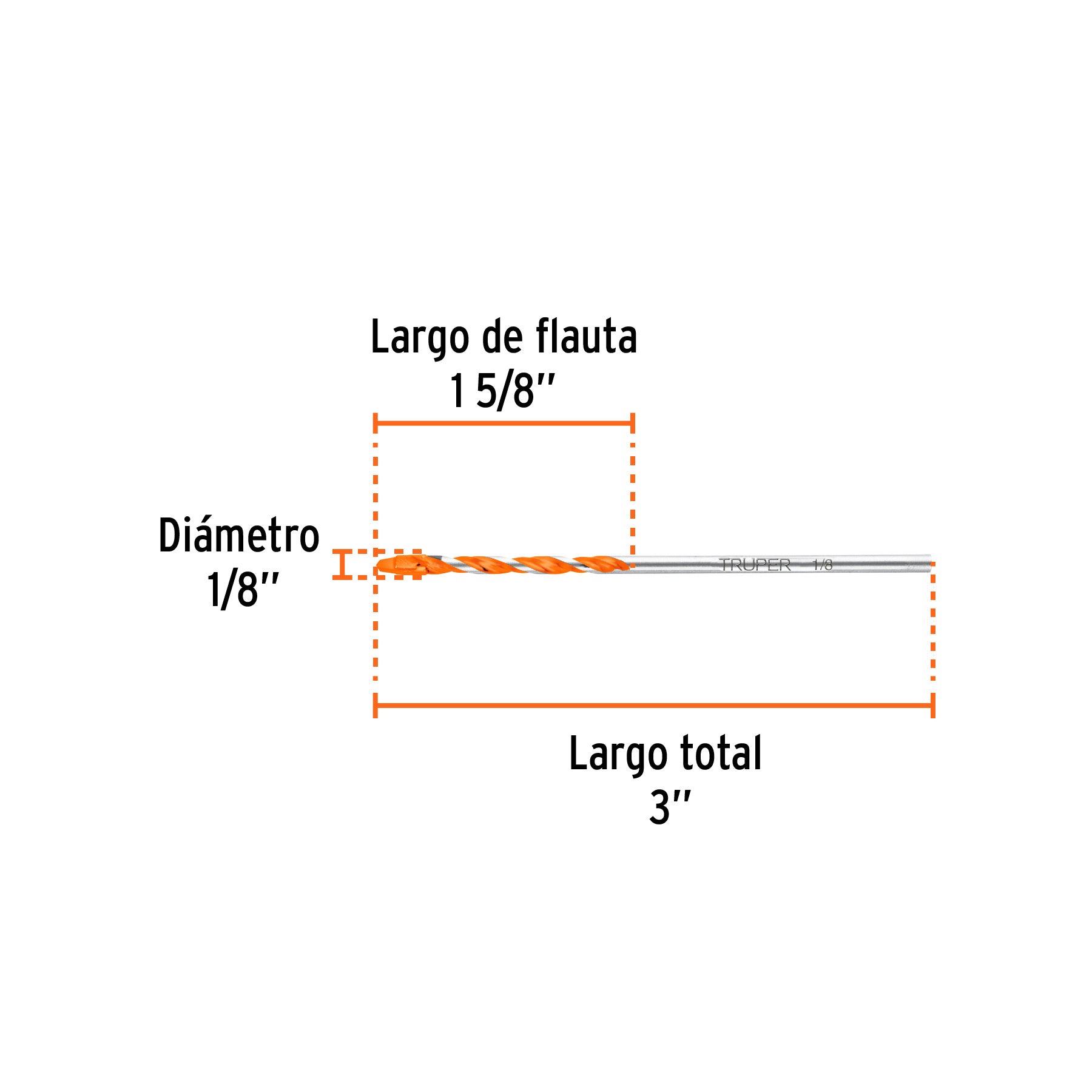 Broca multimaterial 1/8 x 3", TRUPER