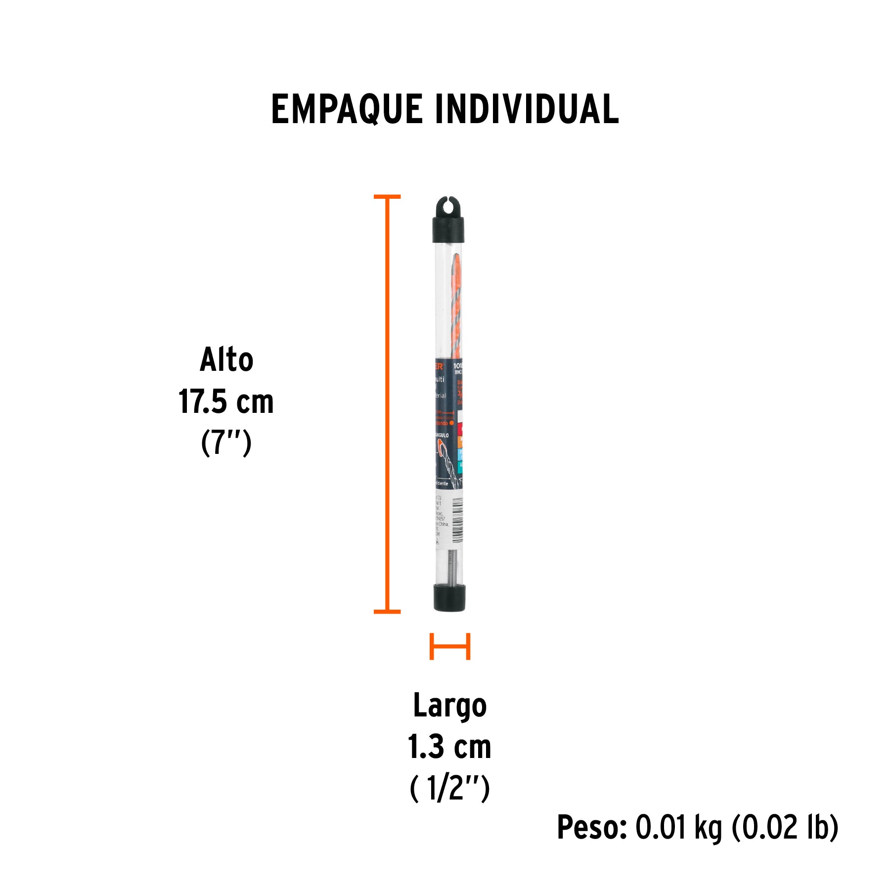 Broca multimaterial 3/16 x 6", TRUPER - Empaque