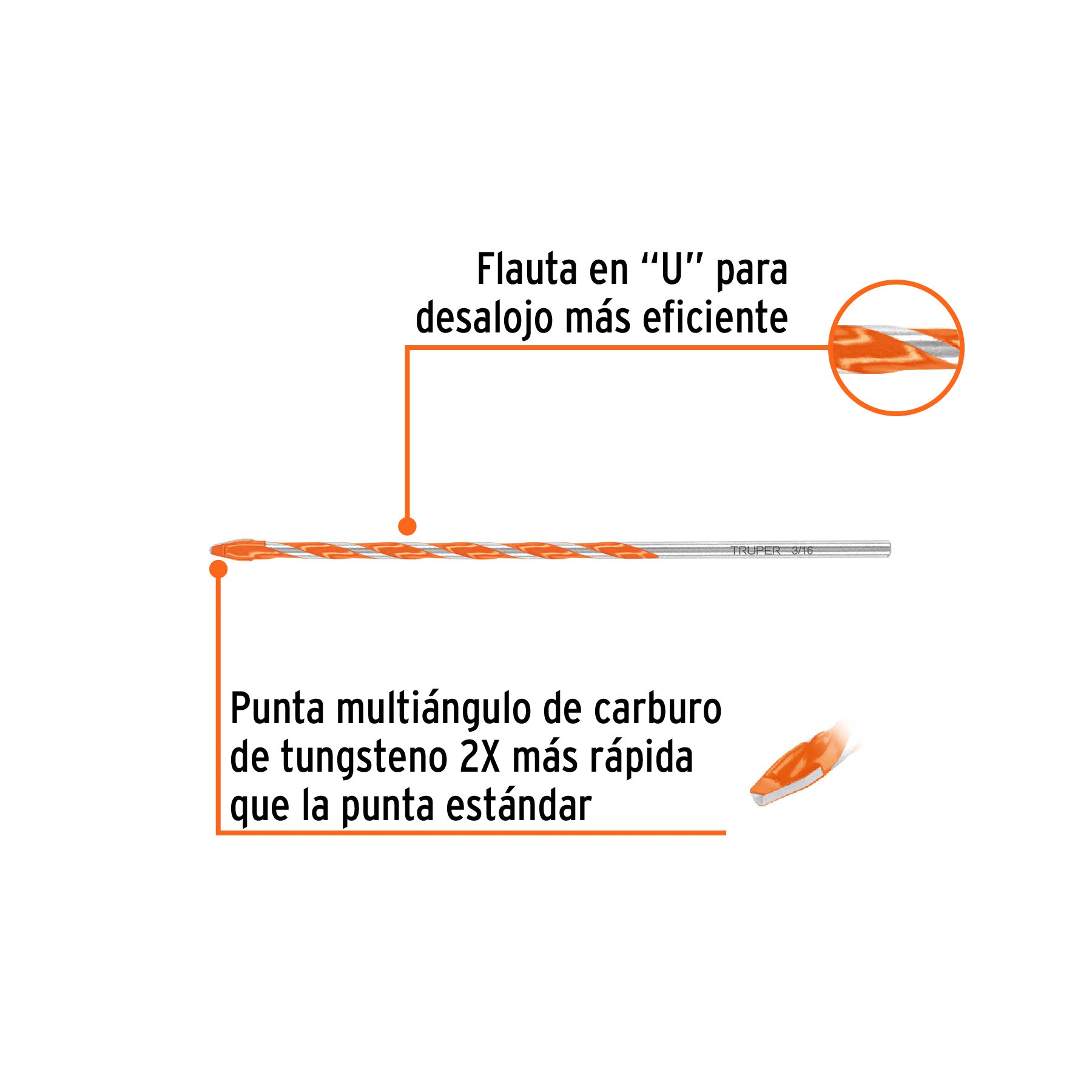 Broca multimaterial 3/16 x 6", TRUPER