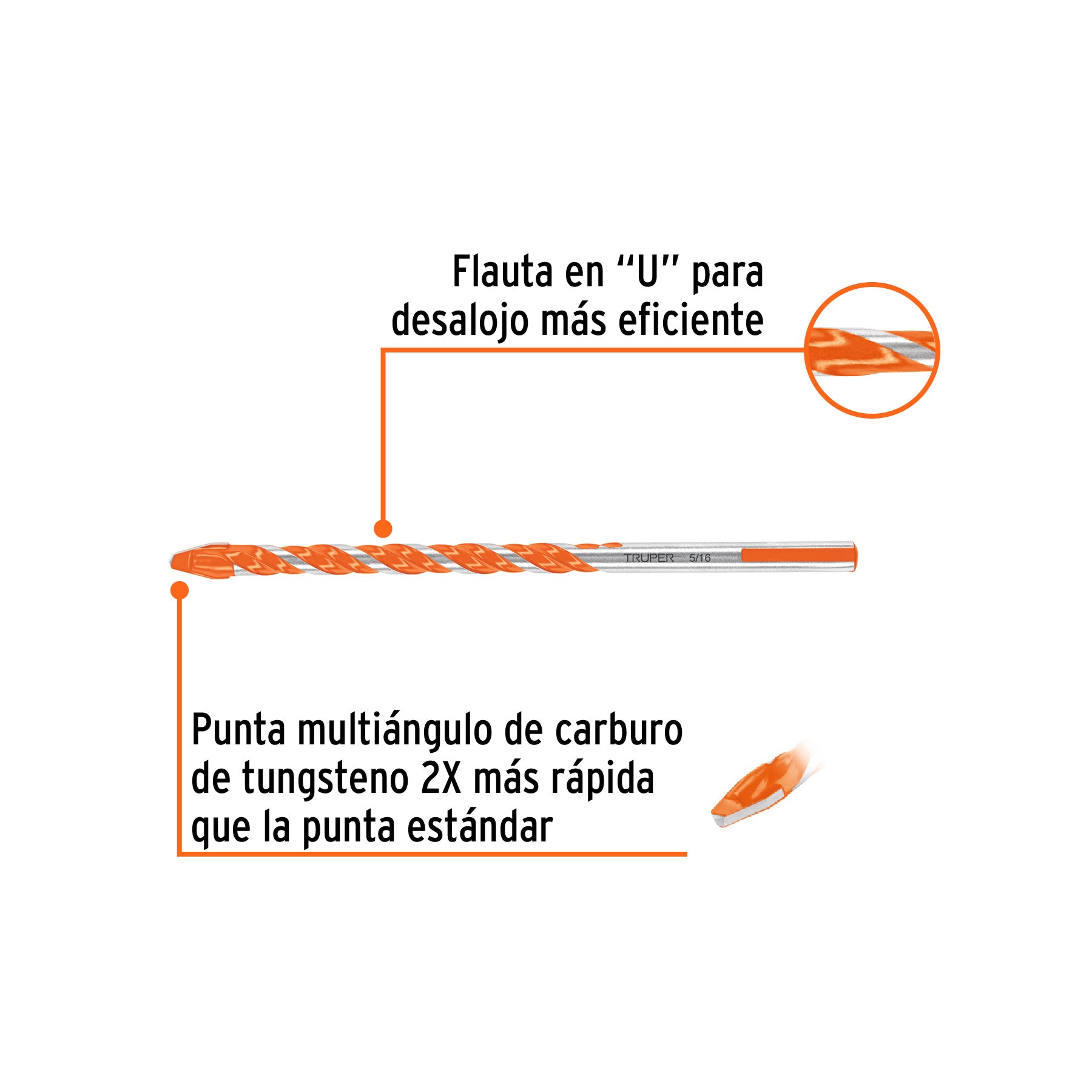 Broca multimaterial 5/16 x 6", TRUPER