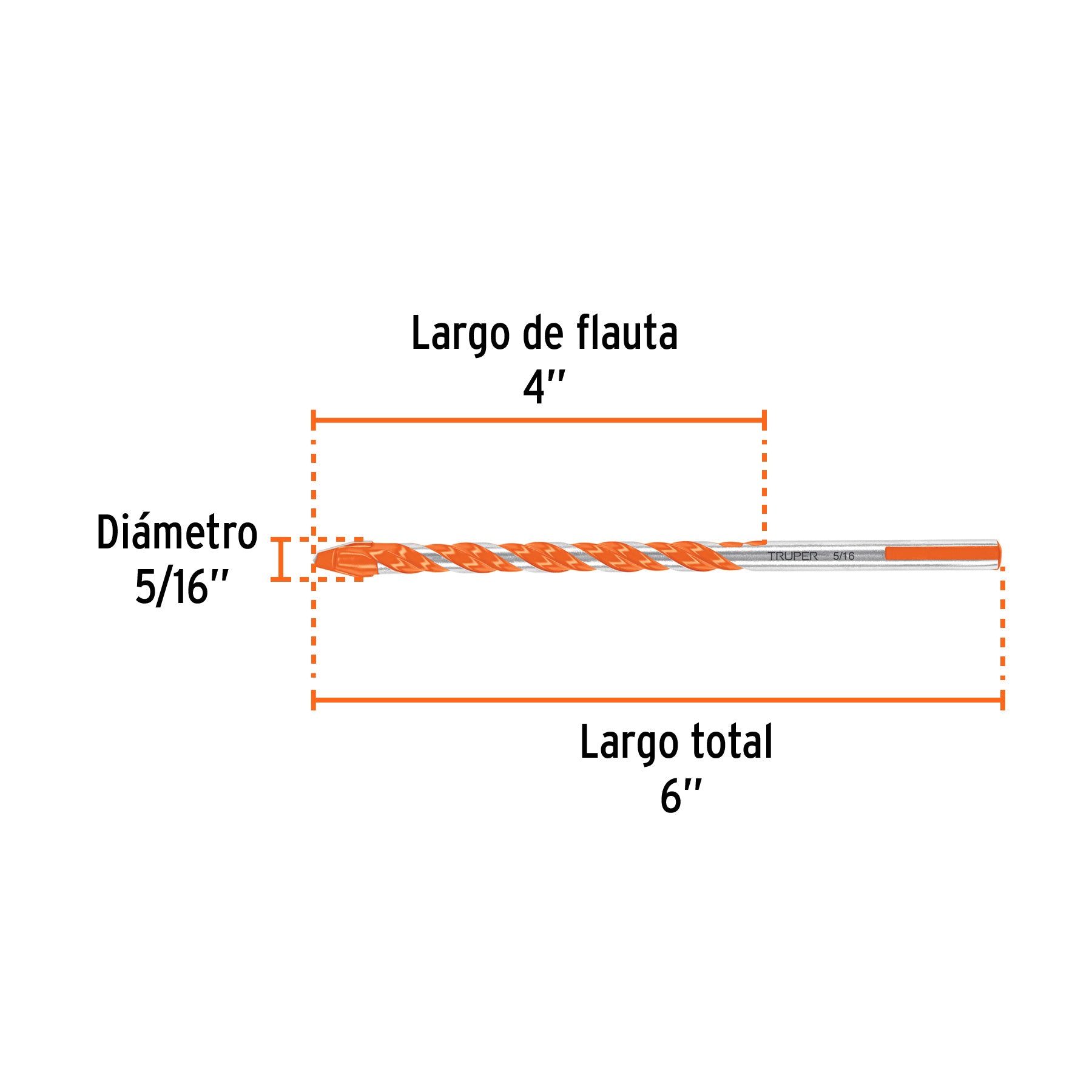 Broca multimaterial 5/16 x 6", TRUPER