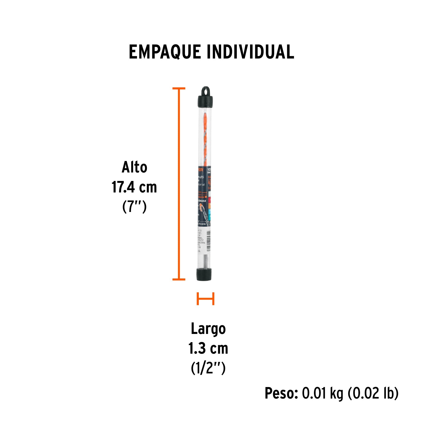Broca multimaterial 5/32 x 6", TRUPER - Empaque