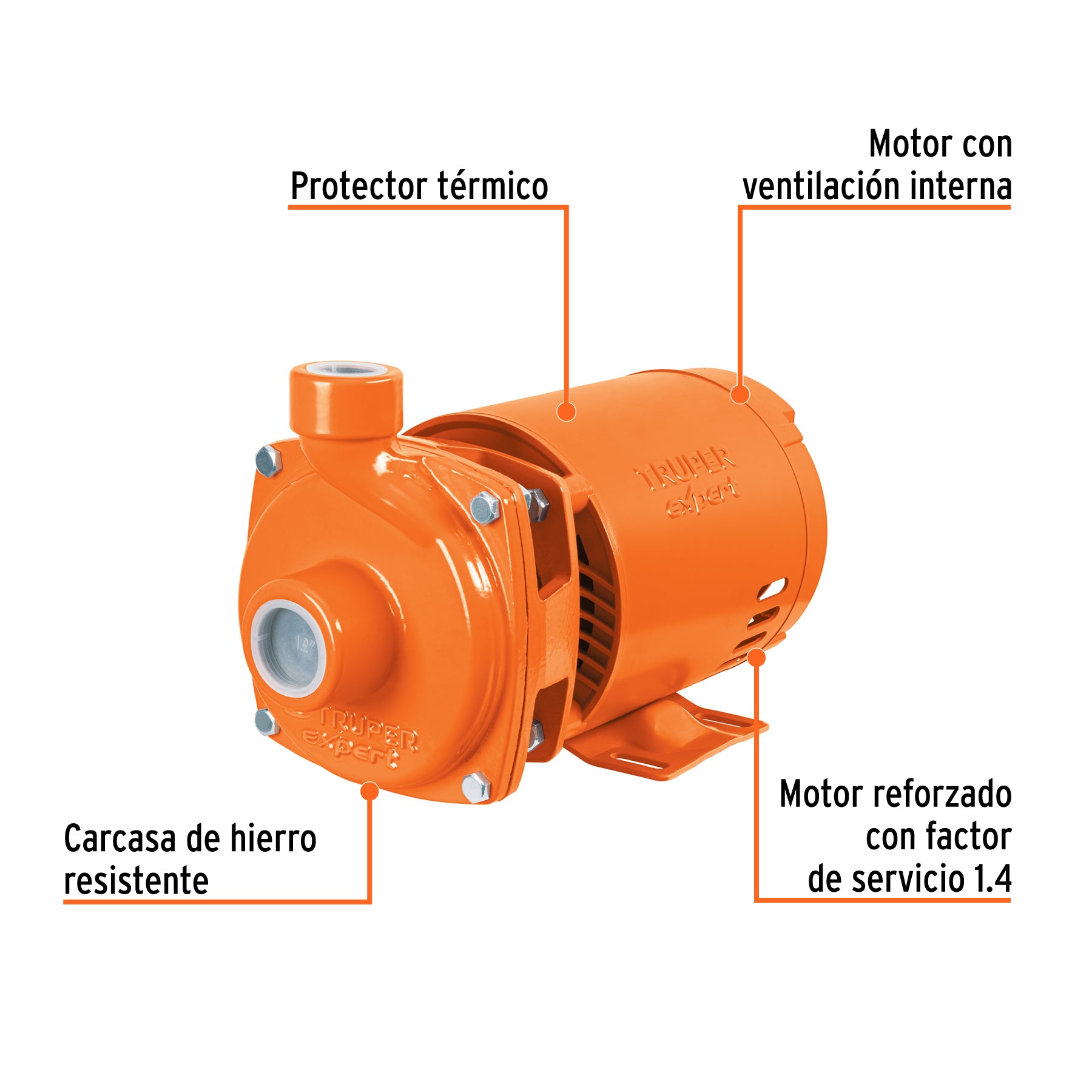 Bomba centrífuga para agua, 1/2 HP, TRUPER EXPERT