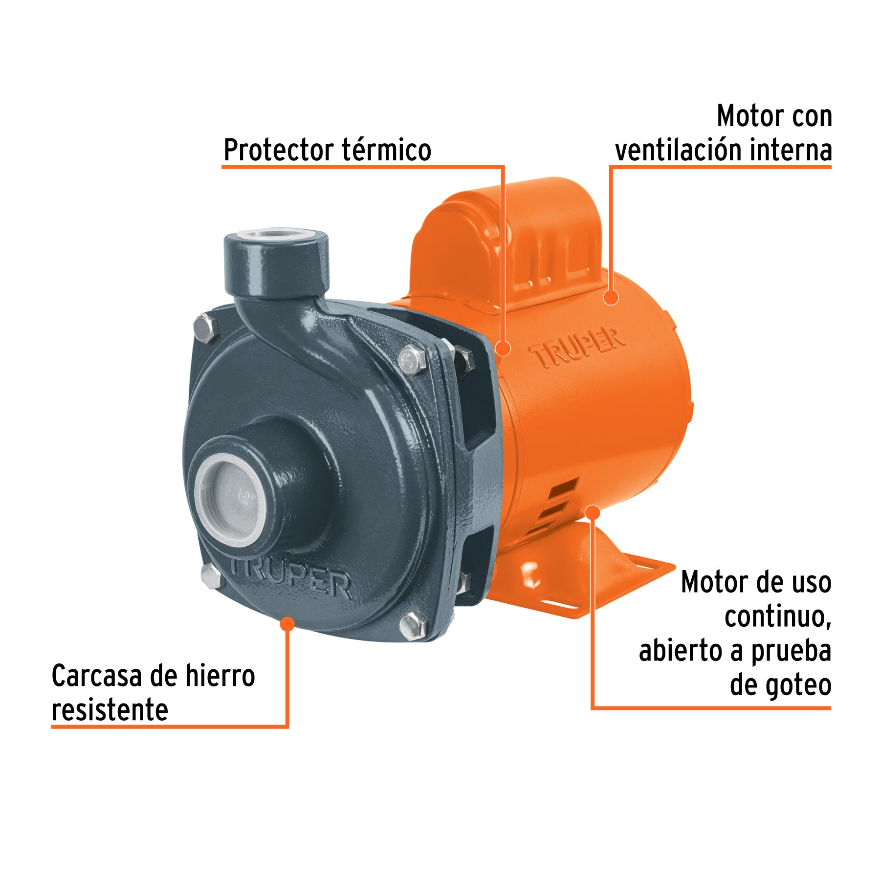 Bomba centrífuga para agua, 1/2 HP, TRUPER