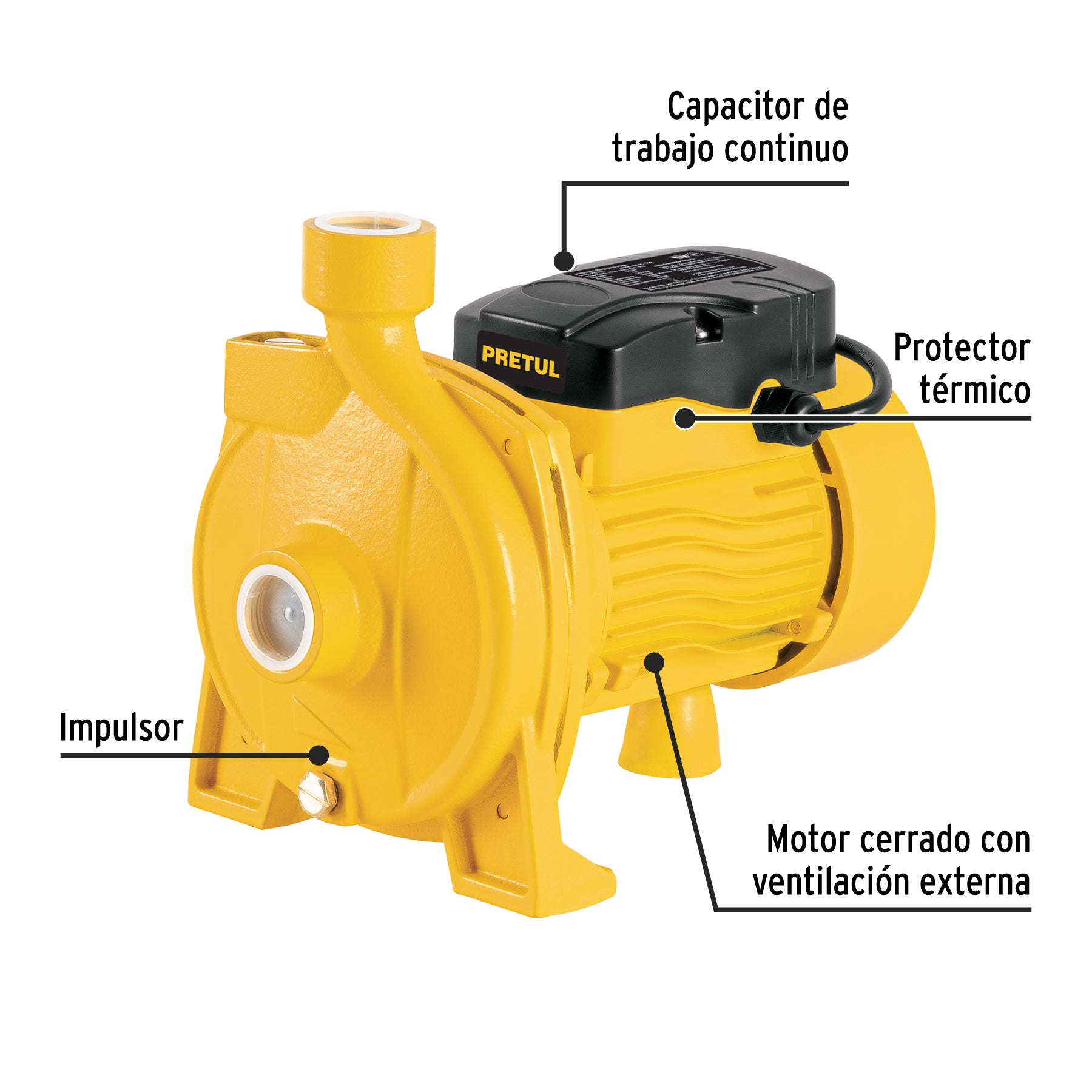 Bomba centrífuga para agua modelo europeo, 1/2 HP, PRETUL