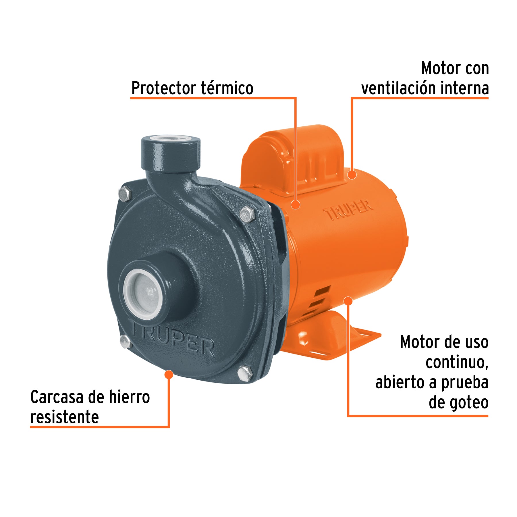 Bomba centrífuga para agua, 1 HP, TRUPER