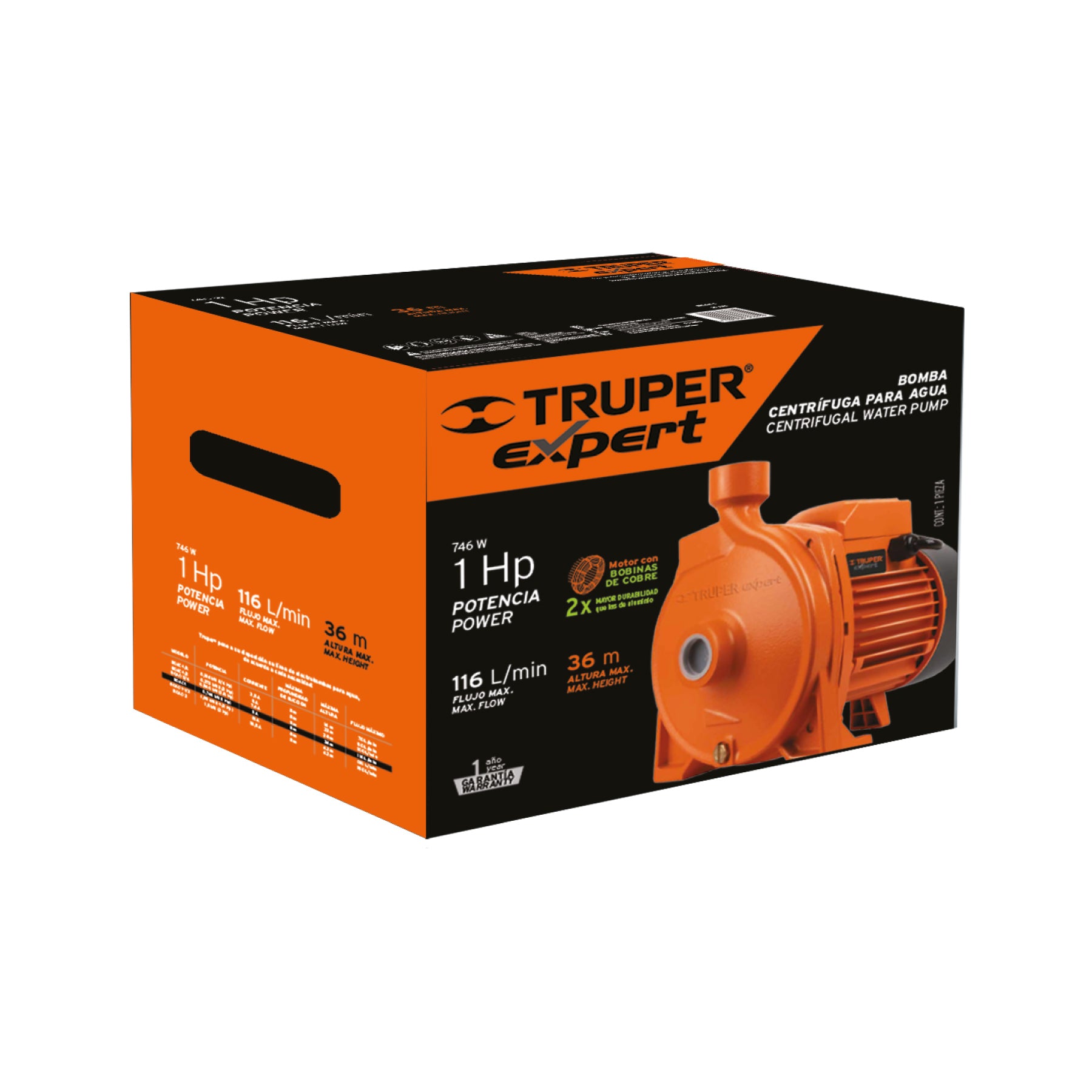 Bomba centrífuga para agua modelo europeo, 1 HP, EXPERT