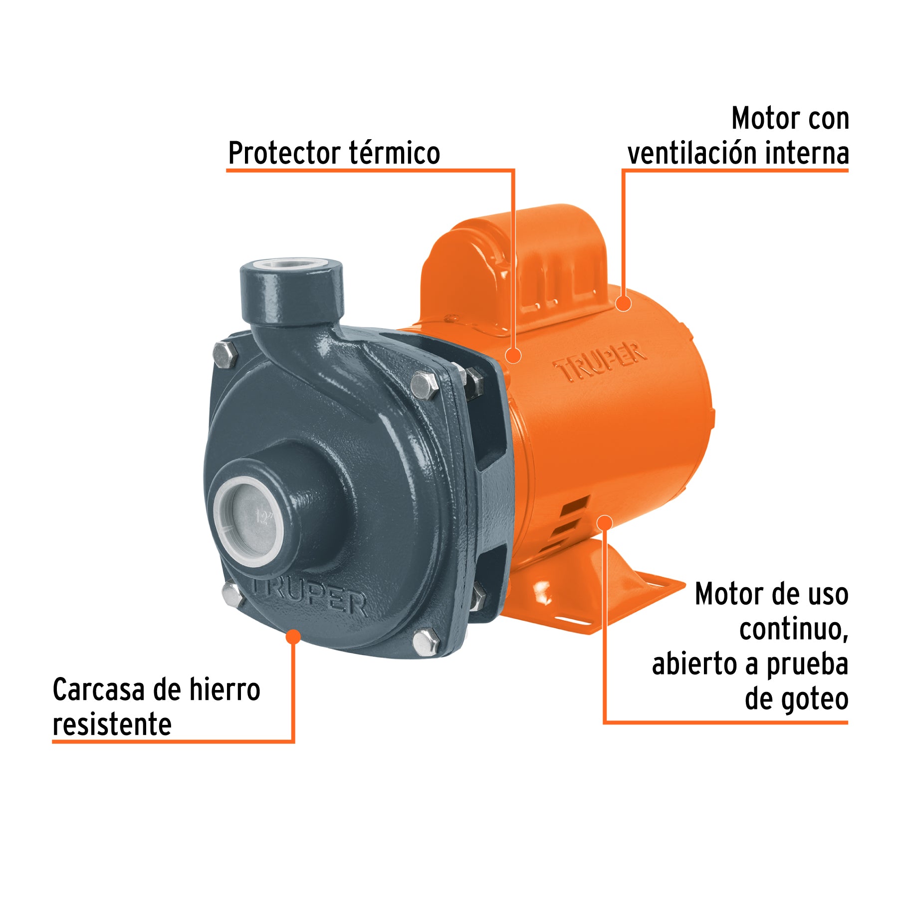 Bomba centrífuga para agua, 3/4 HP, TRUPER