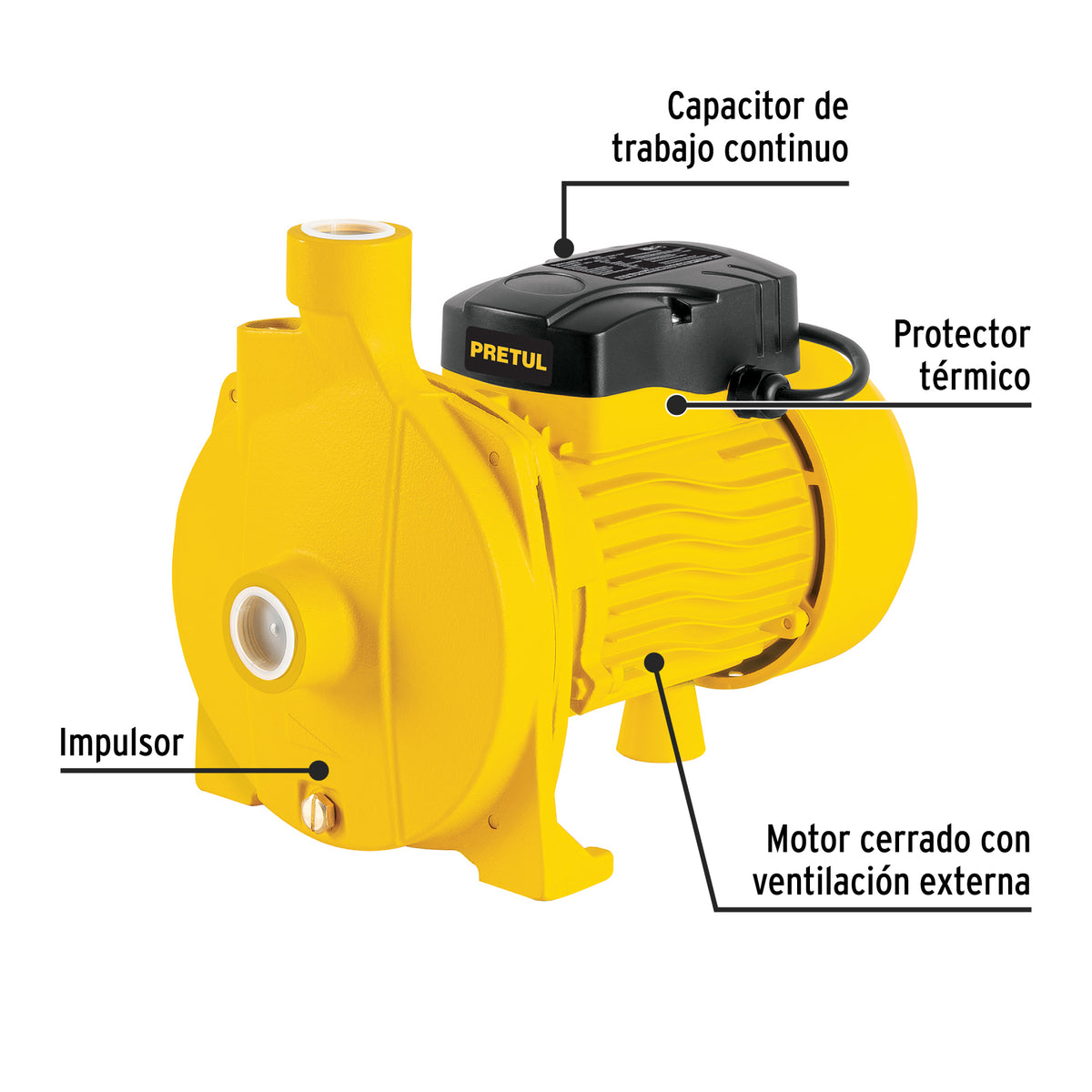 Bomba centrífuga para agua modelo europeo, 3/4 HP, PRETUL