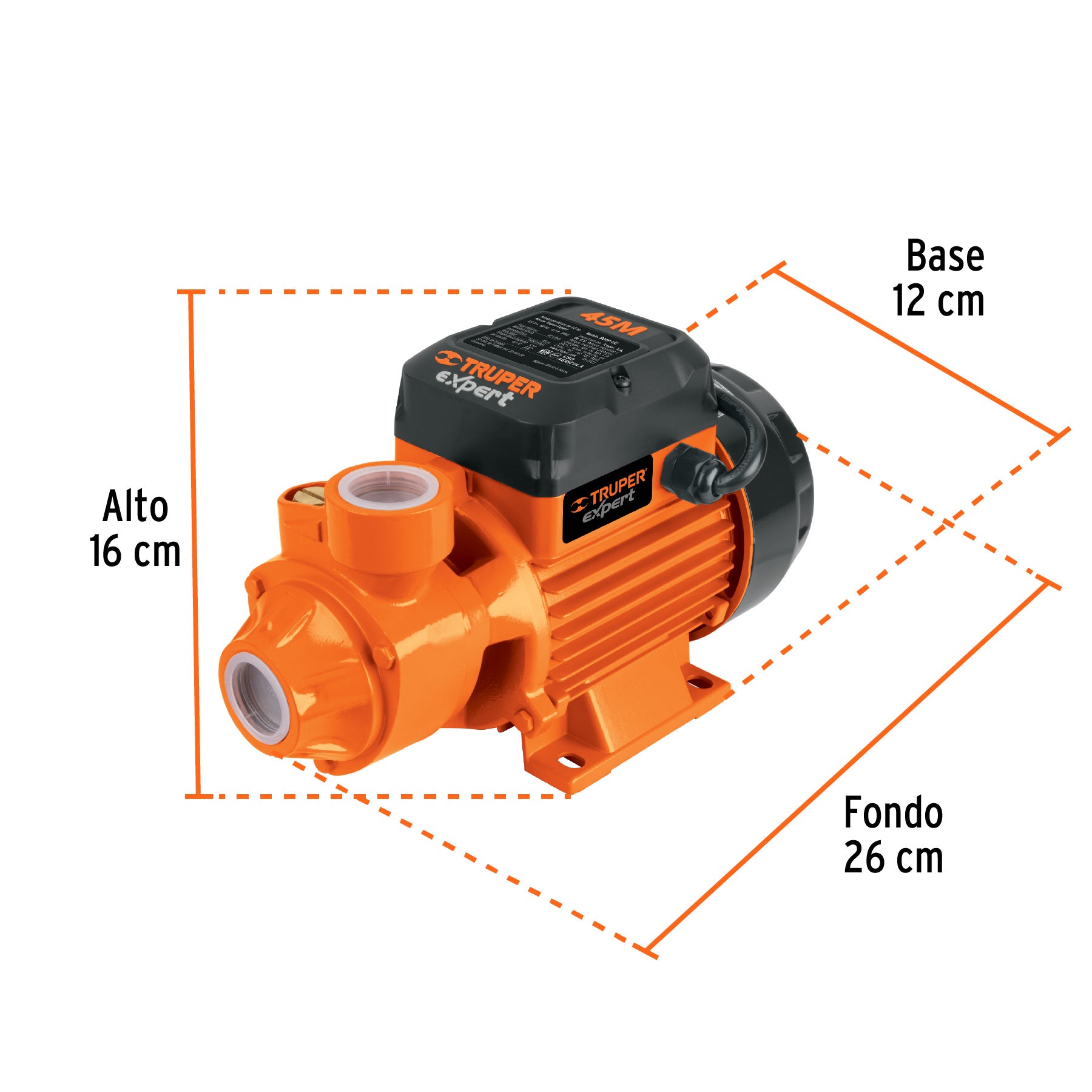 Bomba periférica 1/2HP, altura máx 45m, uso agrícola, EXPERT