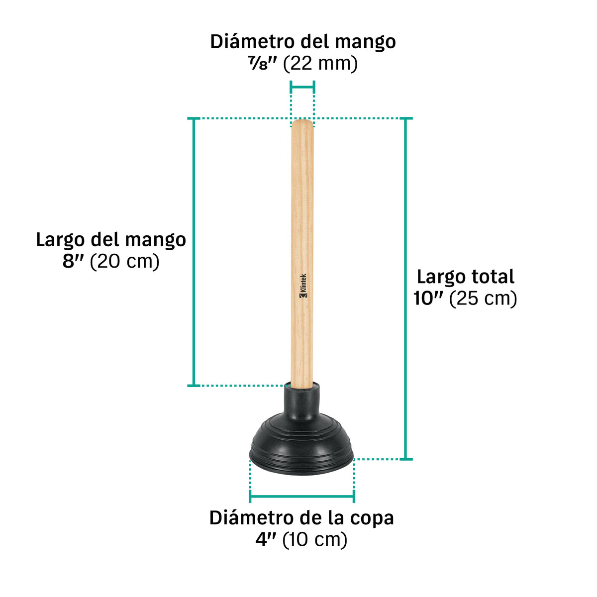 Bomba destapacaños para lavabo, 10 cm,KLINTEK