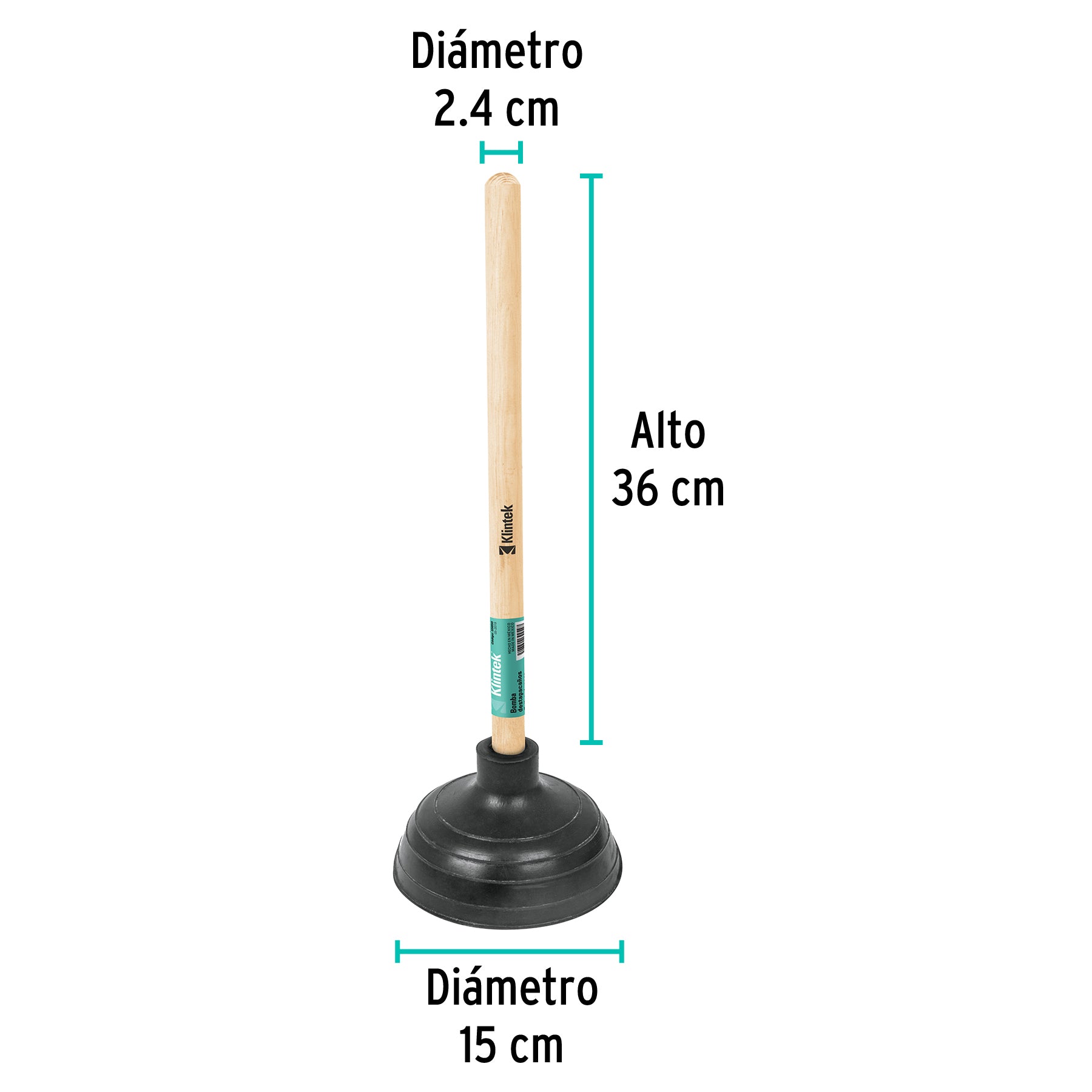 Bomba destapacaños de 15 cm, KLINTEK