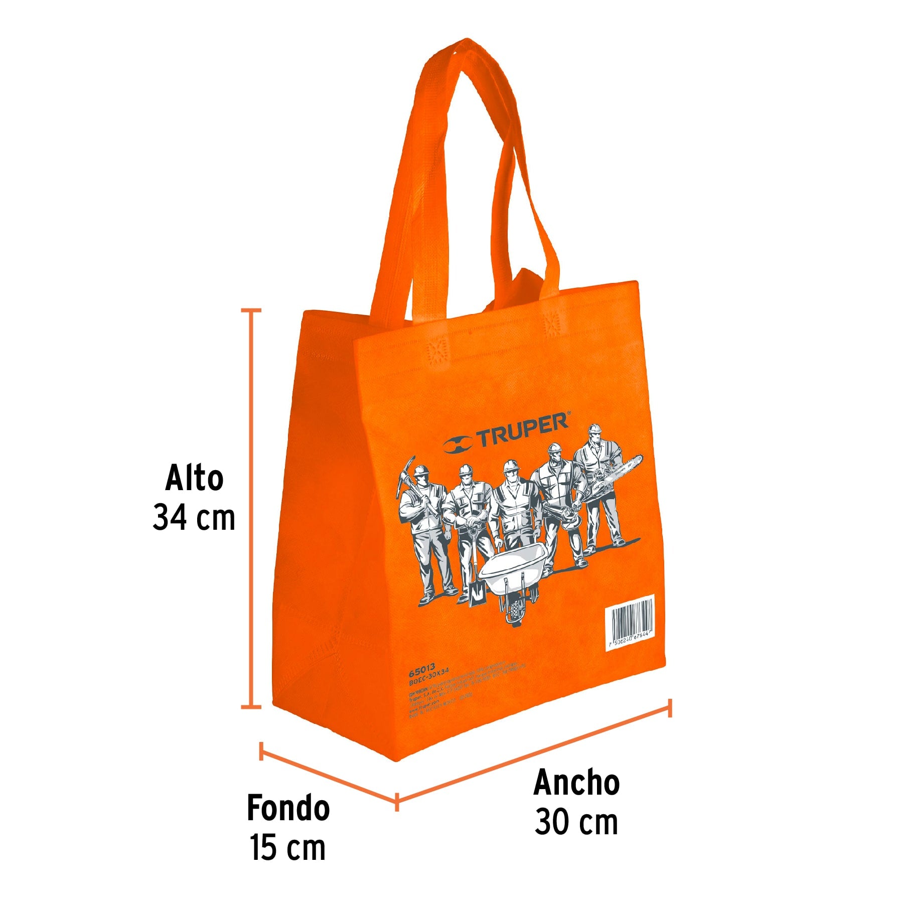 Bolsa ecológica naranja de 30 x 34 cm, TRUPER