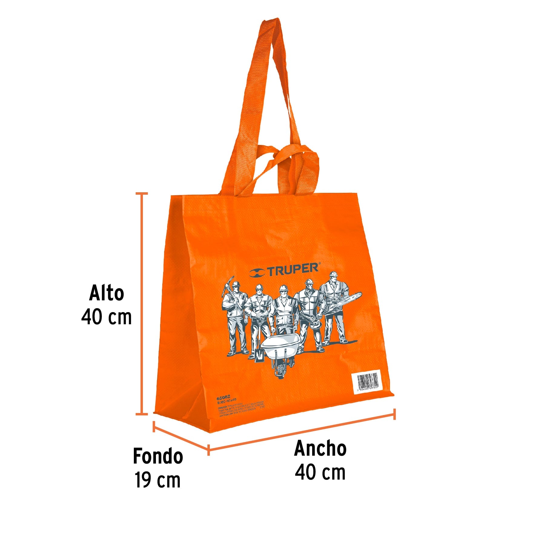 Bolsa ecológica naranja de 40 x 40 cm, TRUPER