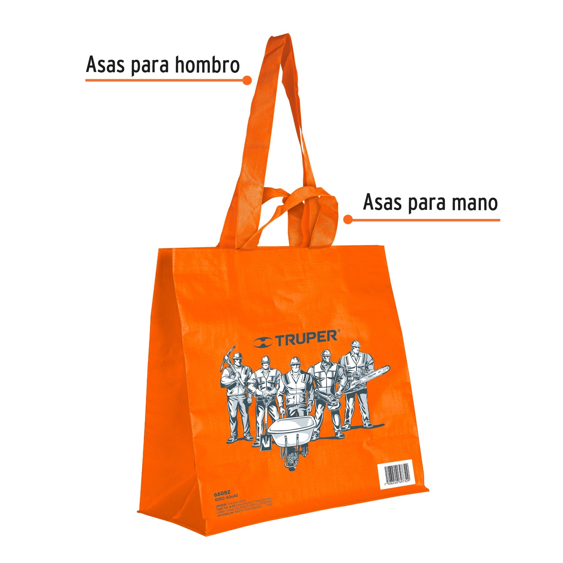 Bolsa ecológica naranja de 40 x 40 cm, TRUPER