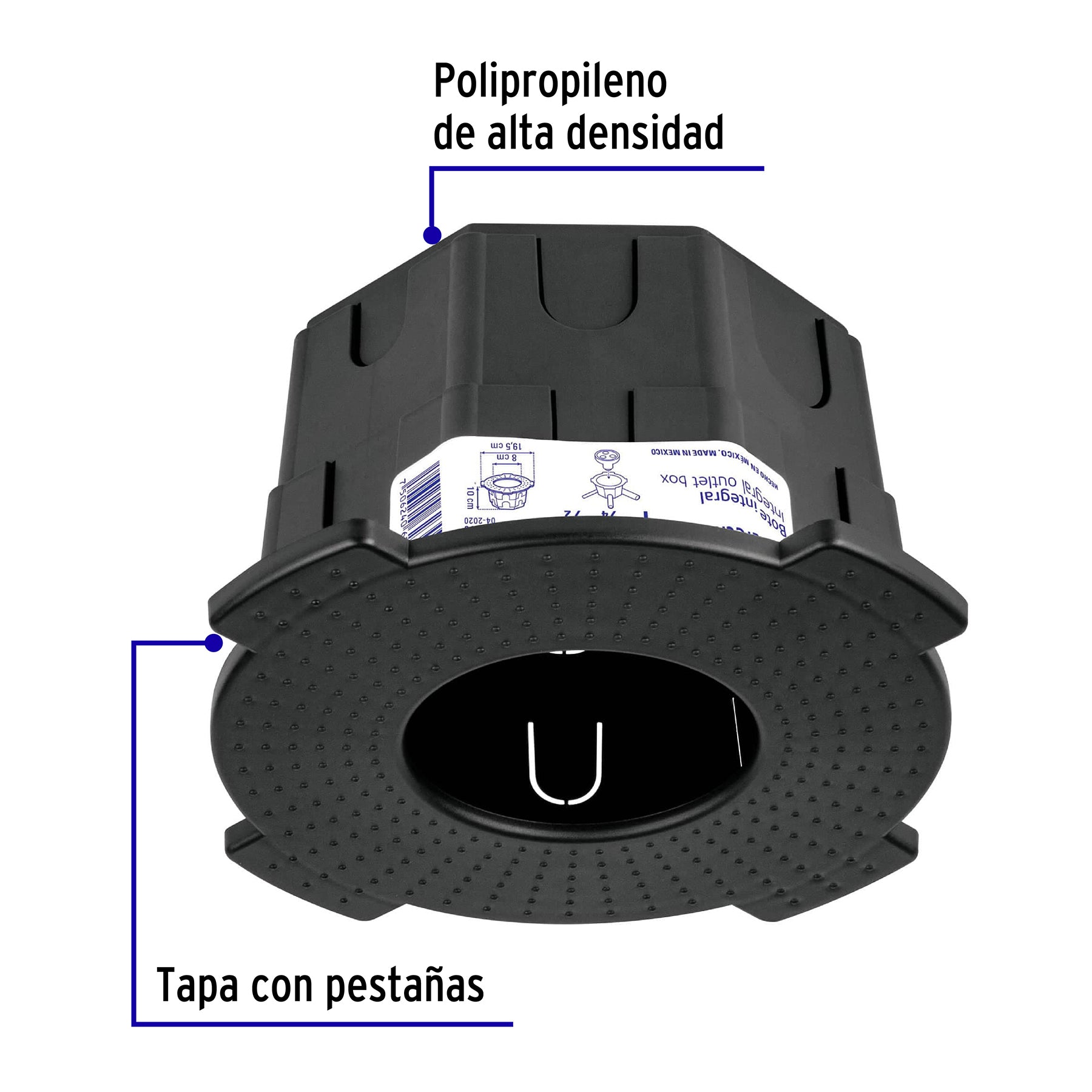 Bote integral de 10 cm, aro interno de 8 cm, VOLTECK