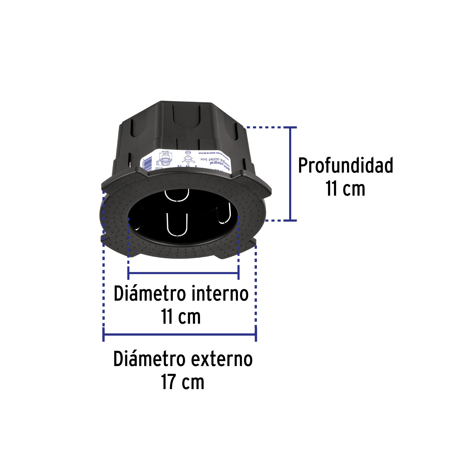 Bote integral de 10 cm, aro interno de 11 cm, VOLTECK