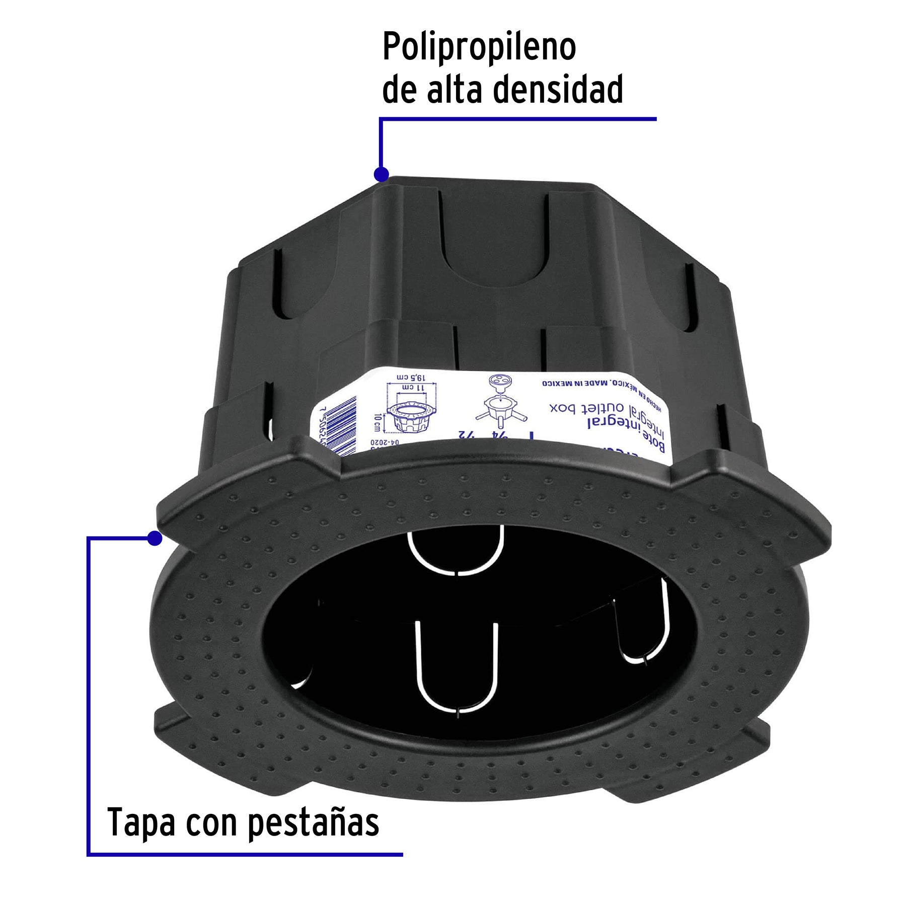 Bote integral de 10 cm, aro interno de 11 cm, VOLTECK
