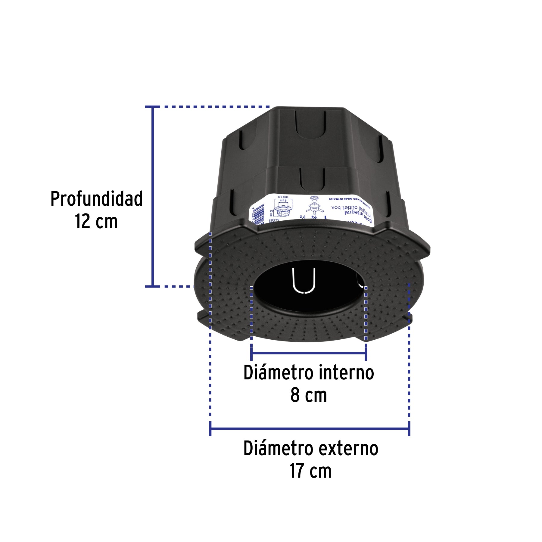 Bote integral de 12 cm, aro interno de 8 cm, VOLTECK